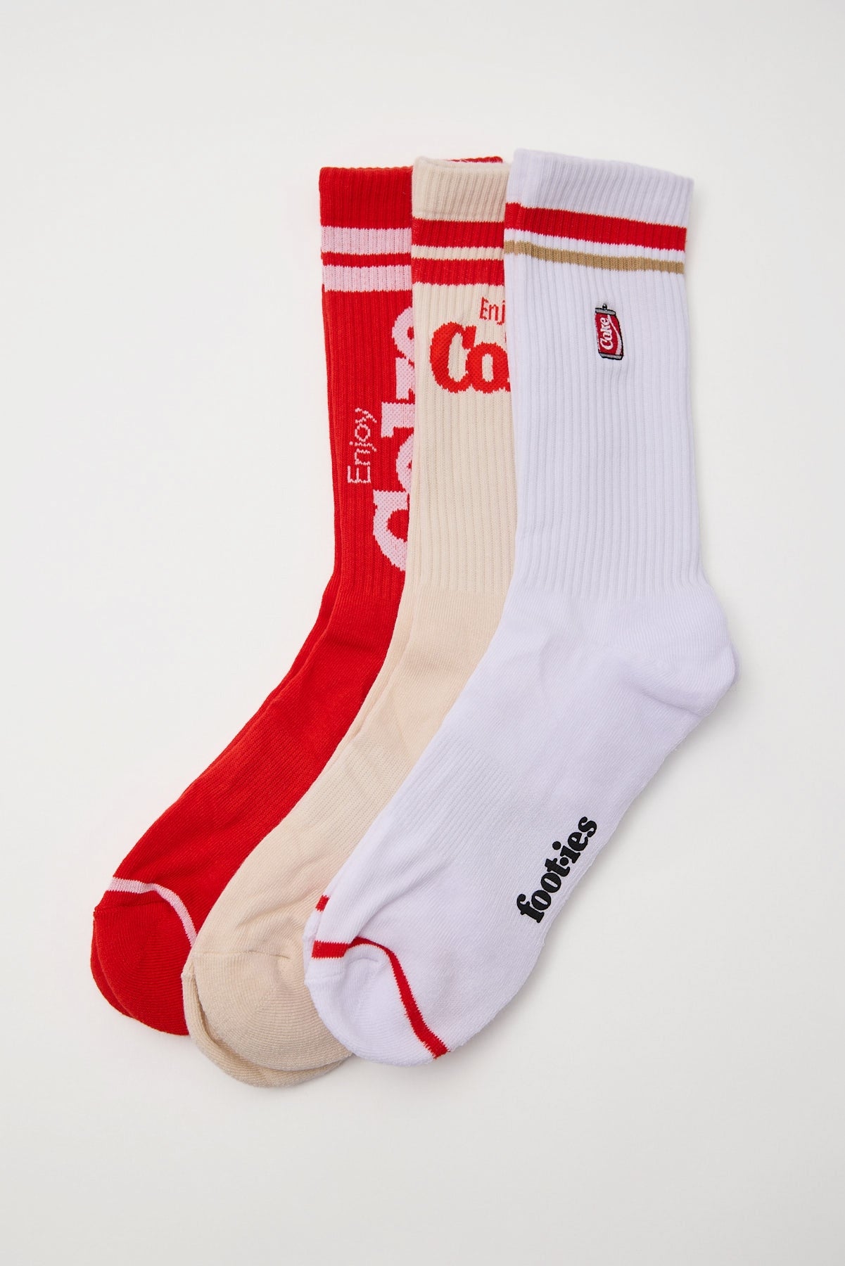 Footies Coke Retro Sneaker Sock 3pk Gift Can Red/Cream/White