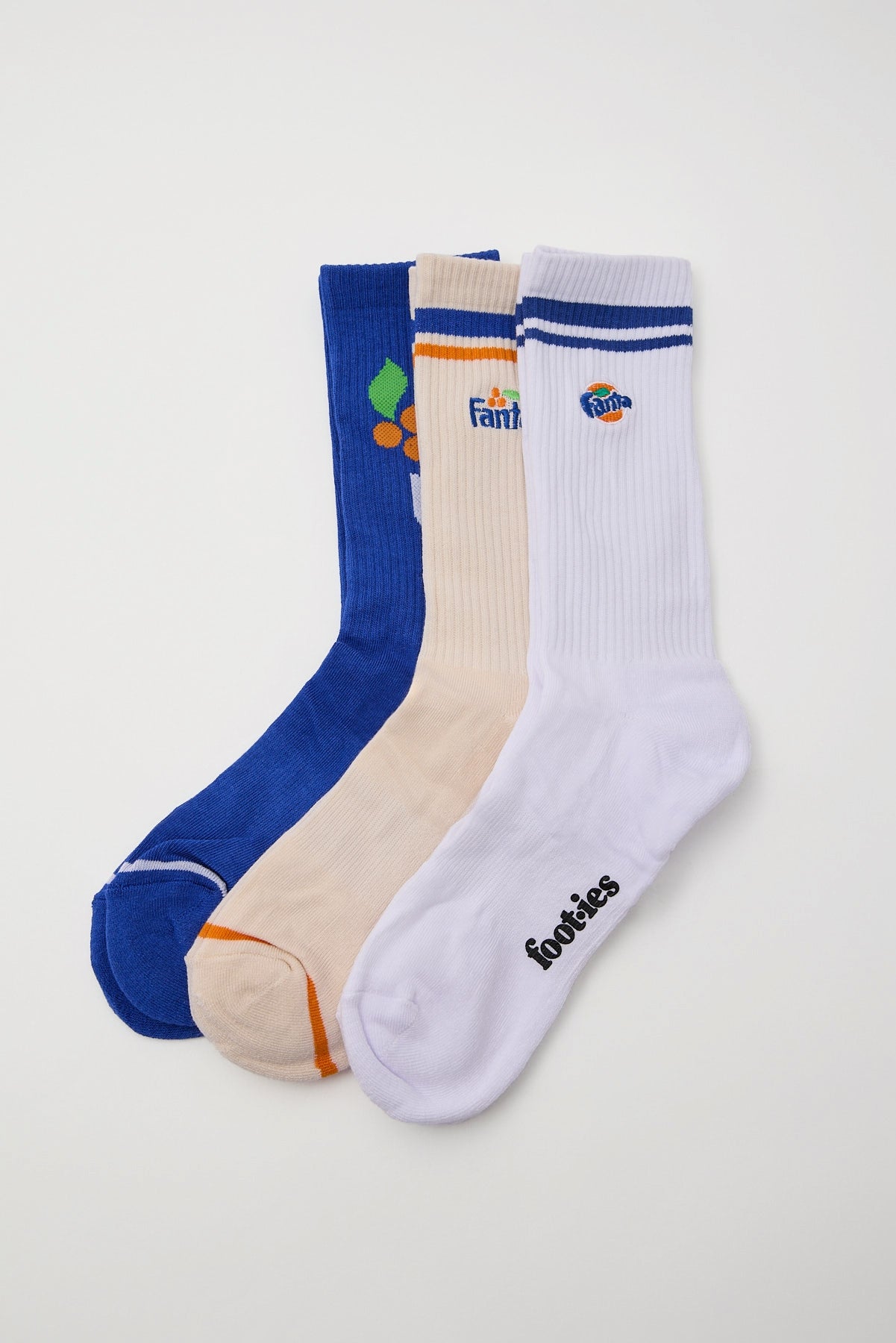 Footies Fanta Retro Sneaker Sock 3pk Gift Can Blue/White/Cream