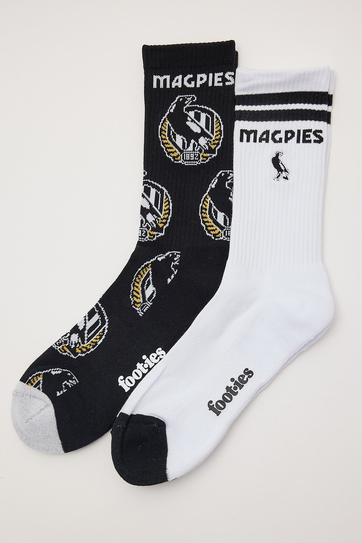 Footies Collingwood Magpies Sneaker Sock 2pk Black/White