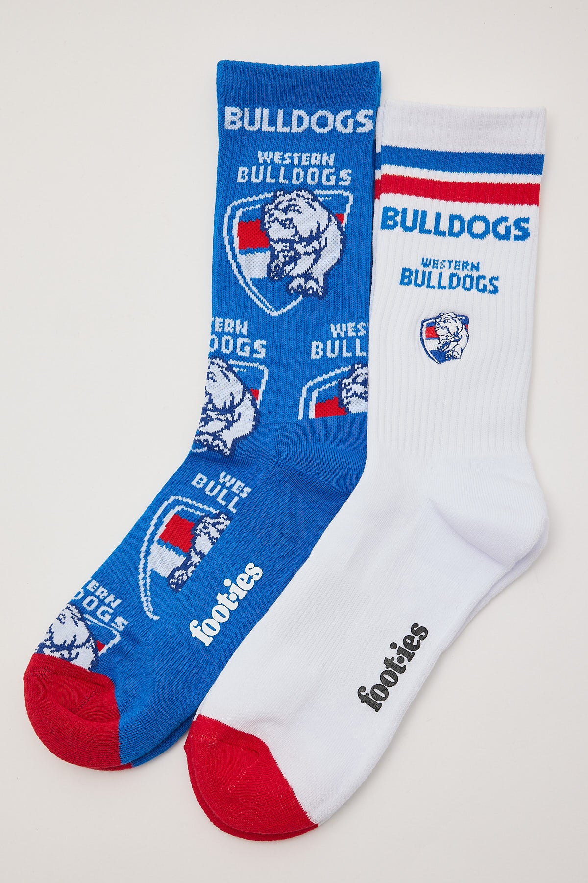 Footies Western Bulldogs Sneaker Sock 2pk White/Blue