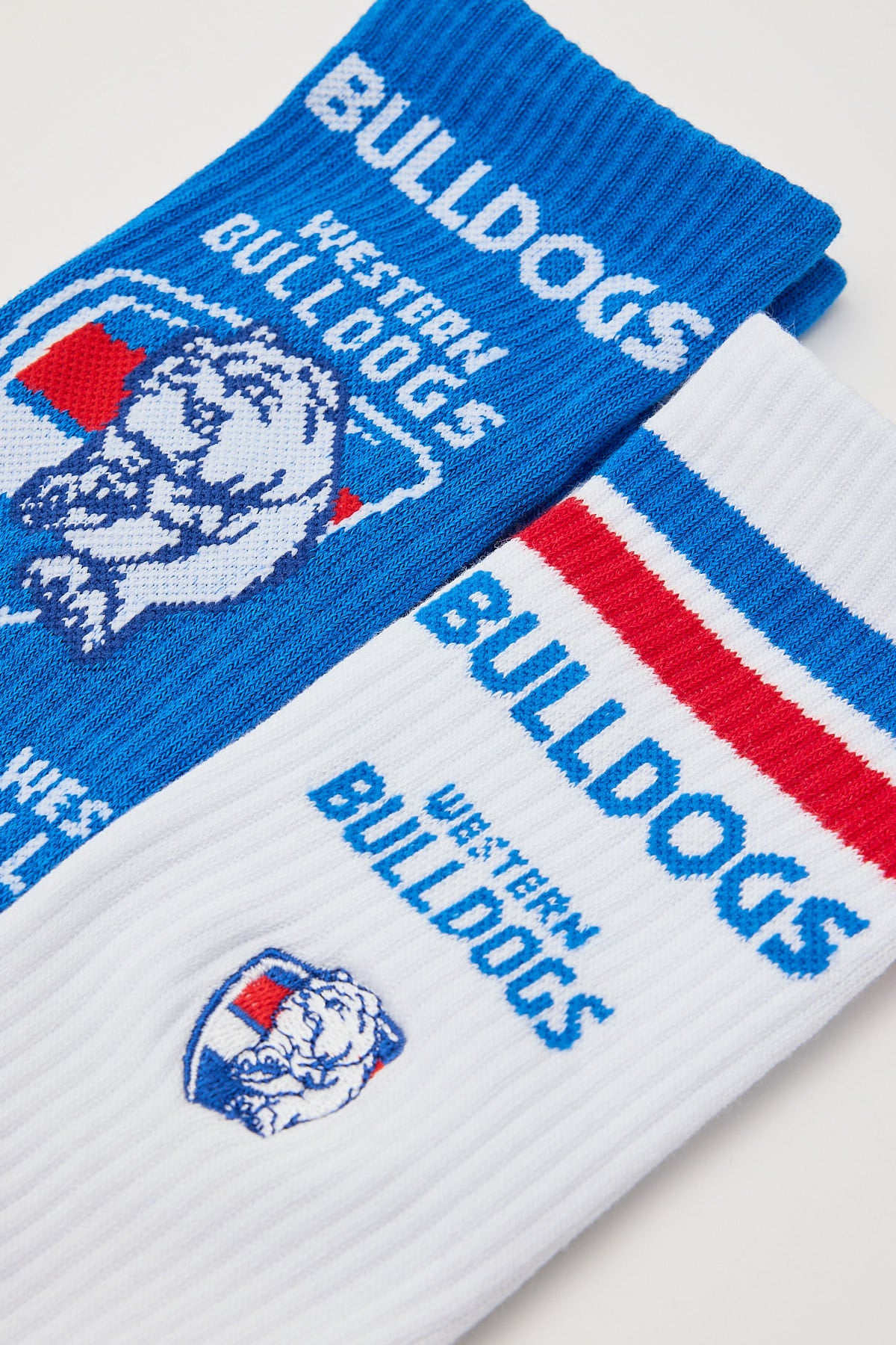 Footies Western Bulldogs Sneaker Sock 2pk White/Blue