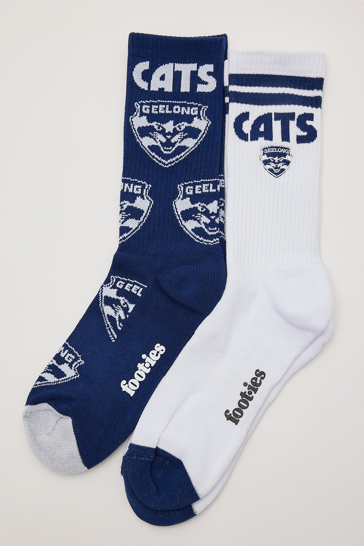 Footies Geelong Cats 2pk Sneaker Sock Blue/White