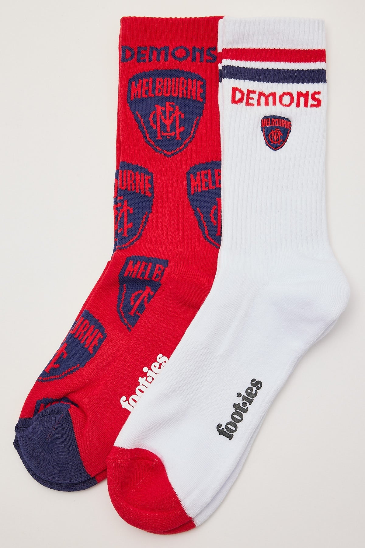 Footies Melbourne Demons Sneaker Sock 2pk White/Red