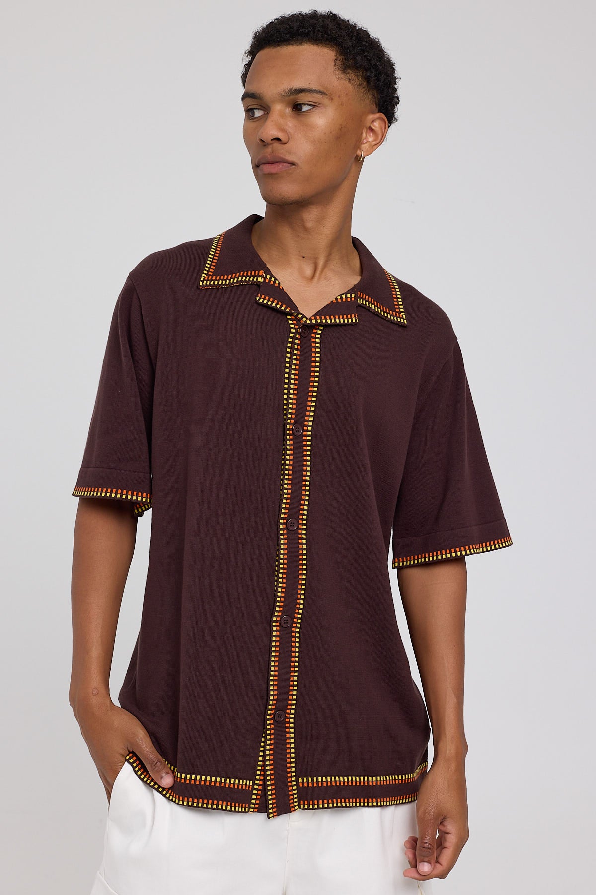 Rolla's Dash Knit Bowler Shirt Brown