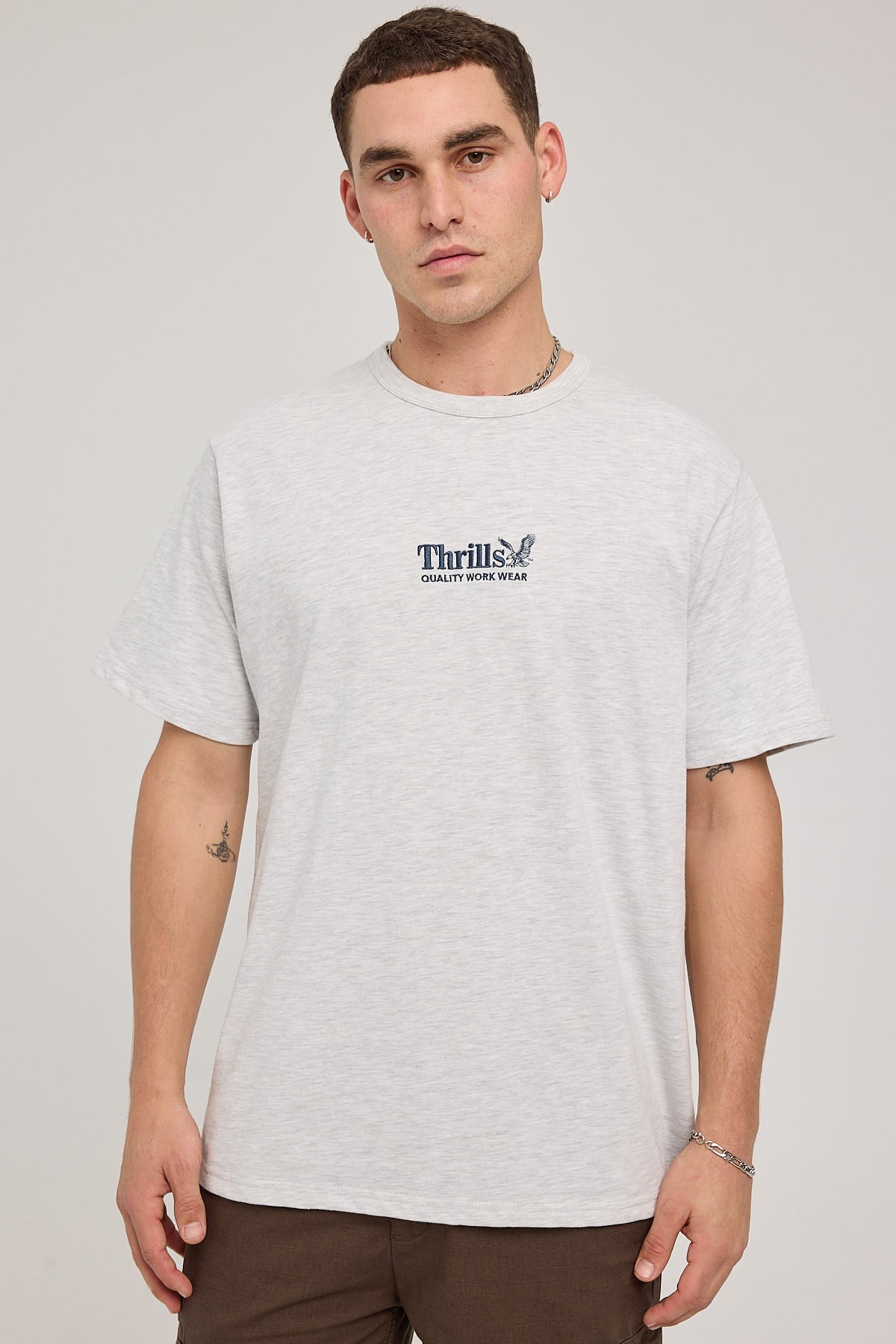 Thrills Thrills Workwear Embro Merch Fit Tee White Marle