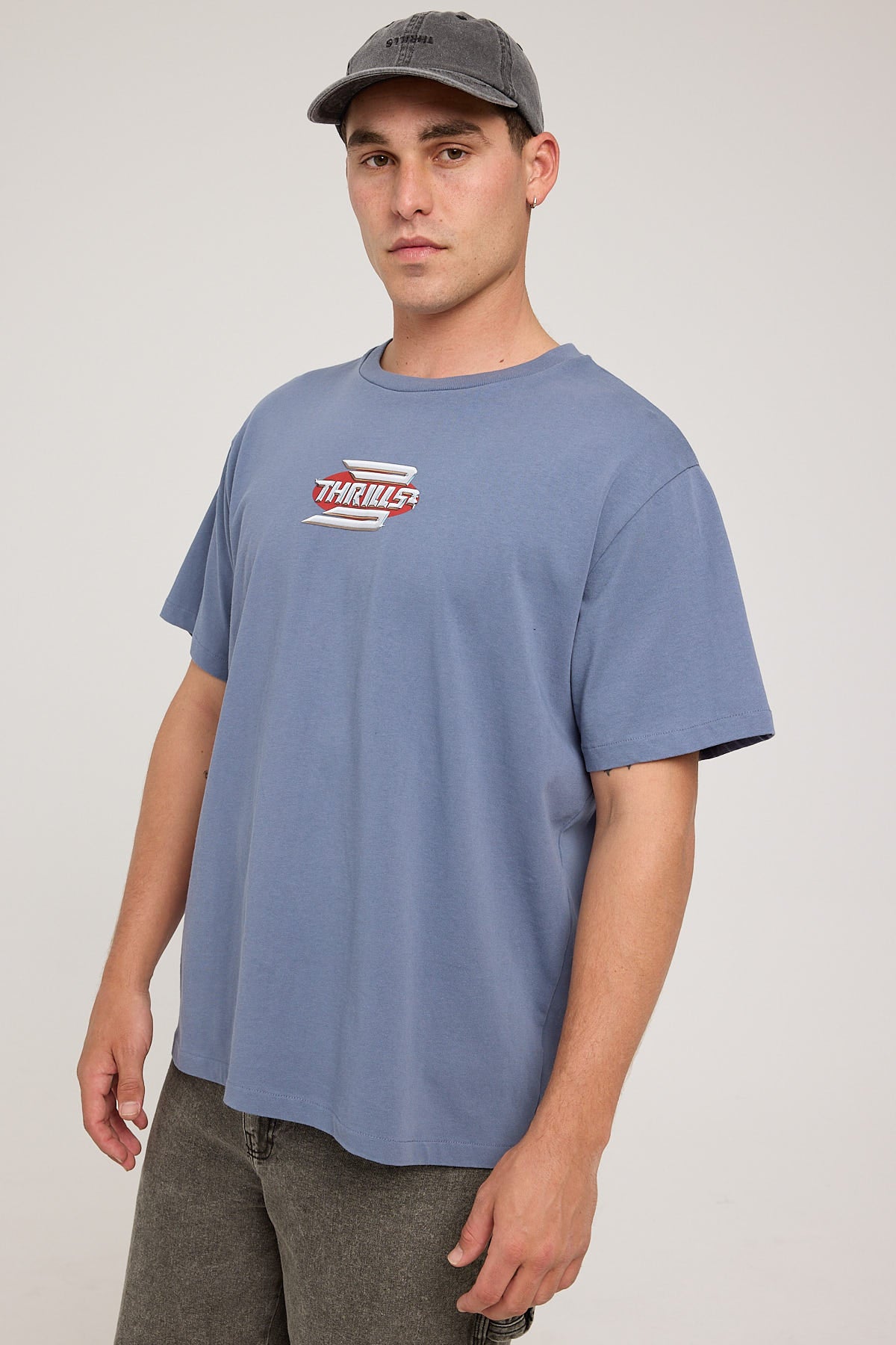 Thrills Chrome Steafast Merch Fit Tee Folkstone Grey