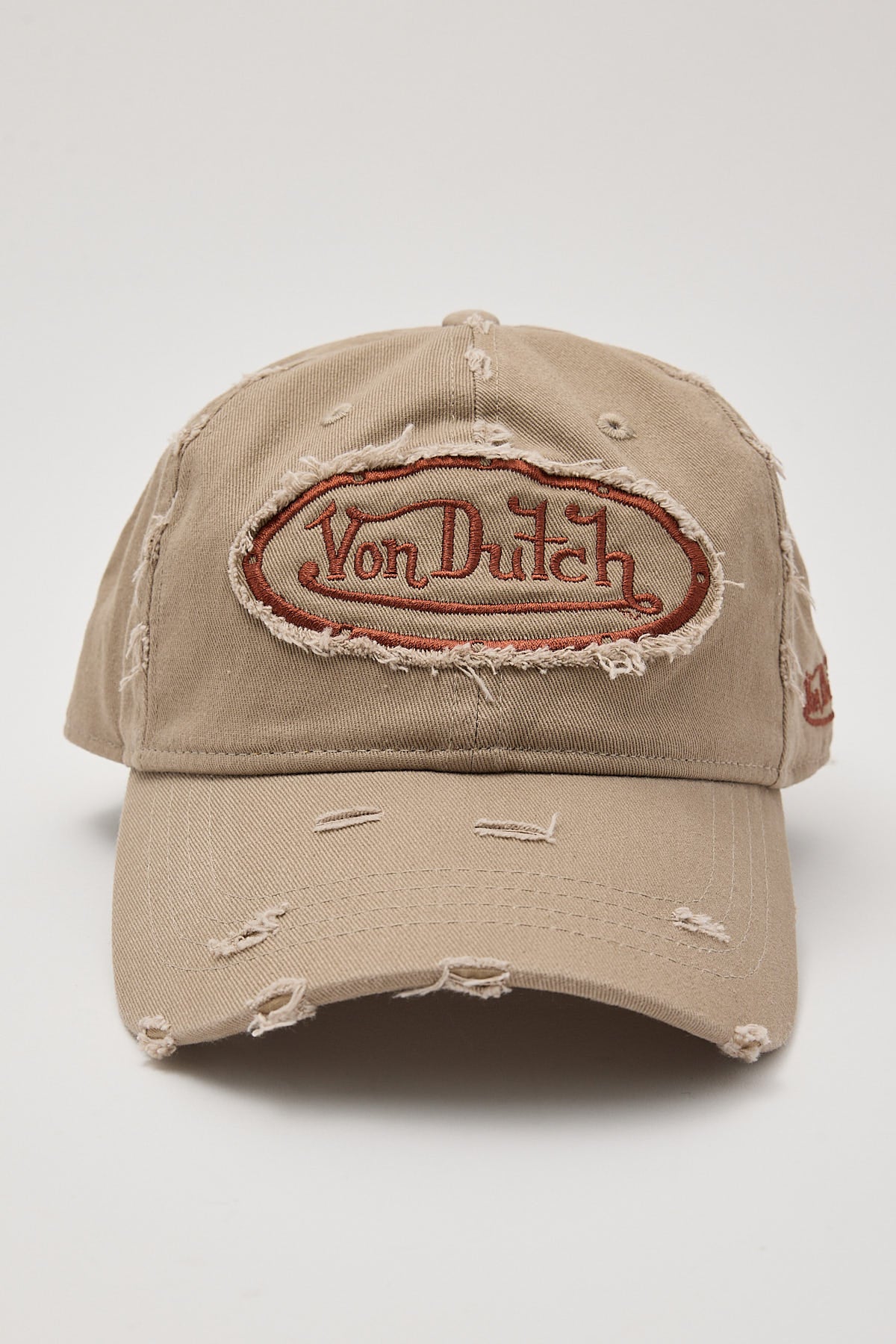 Von Dutch Distressed Dad Cap Washed Tan/Brown Patch