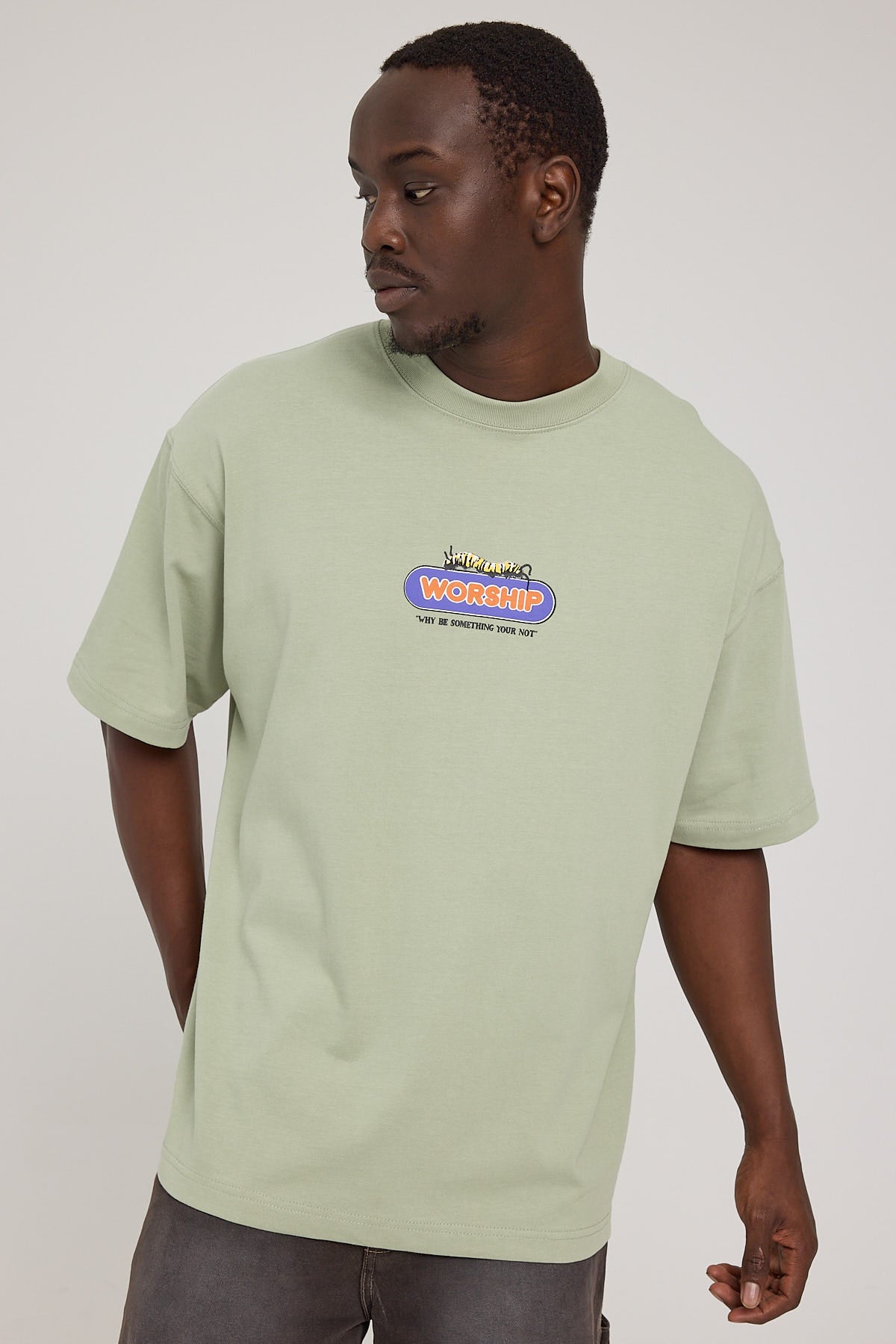 Worship Hungry Oversize Tee Swamp Green