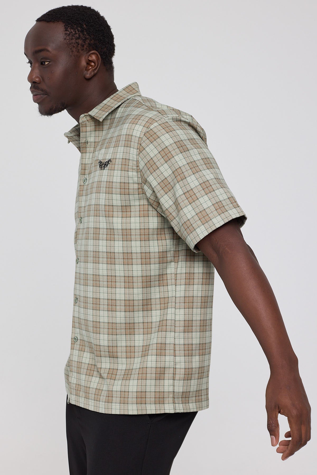 Former Manners Check SS Shirt Green Brown