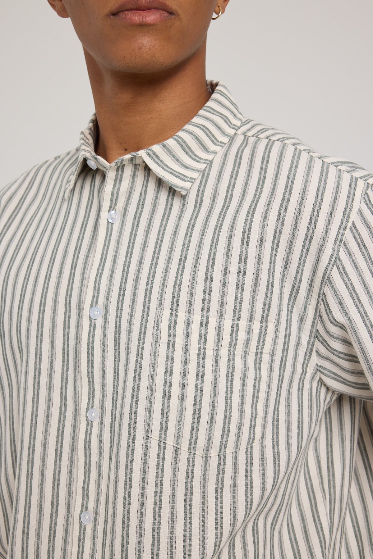 Former Reynolds Striped SS Shirt Bone Green