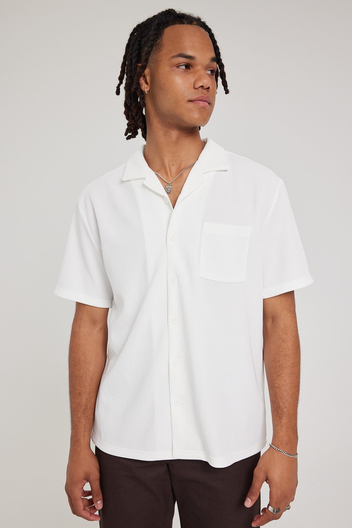 Common Need Brooklyn Pleated Resort Shirt White – Universal Store