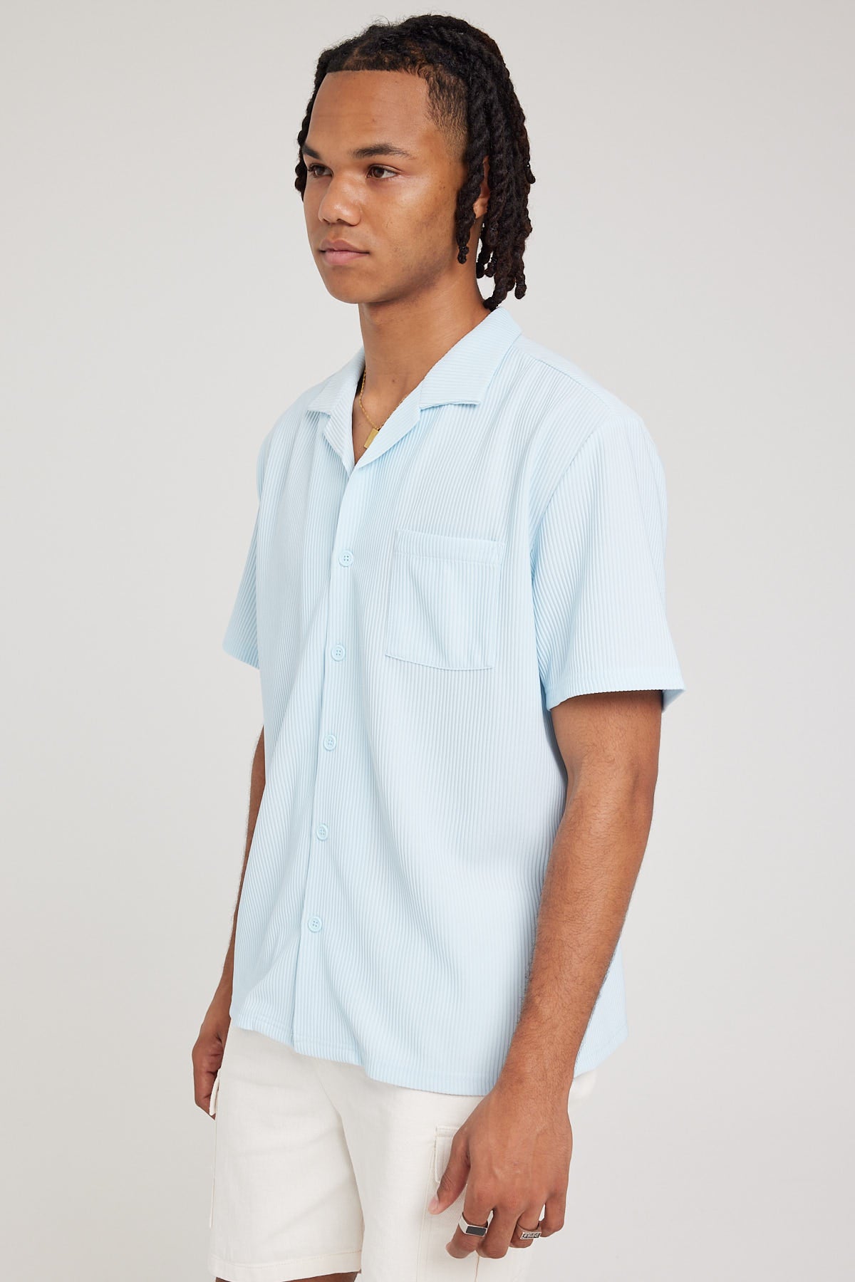 Common Need Brooklyn Pleated Shirt Blue Blue – Universal Store