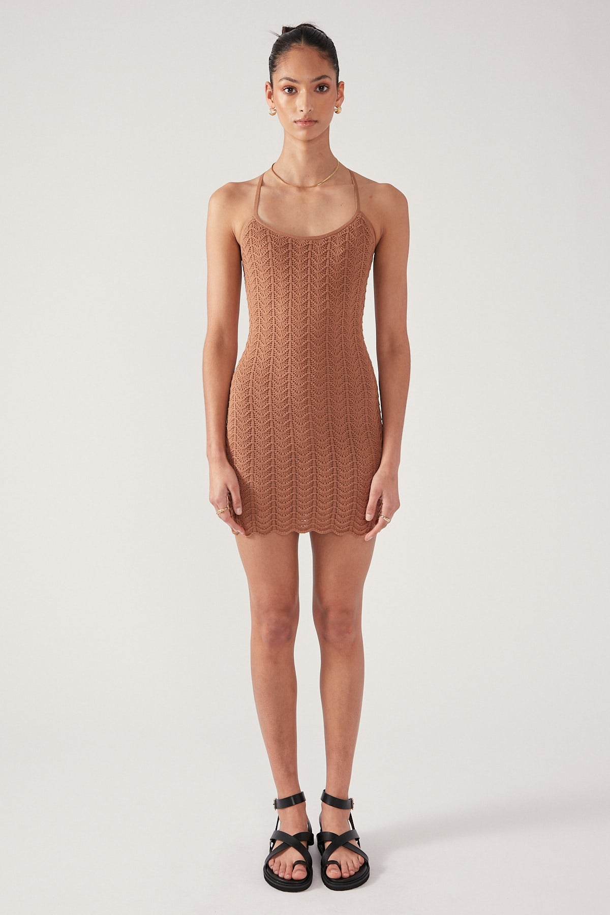 Perfect Stranger ALMA CROCHET KNIT MINI DRESS Cream