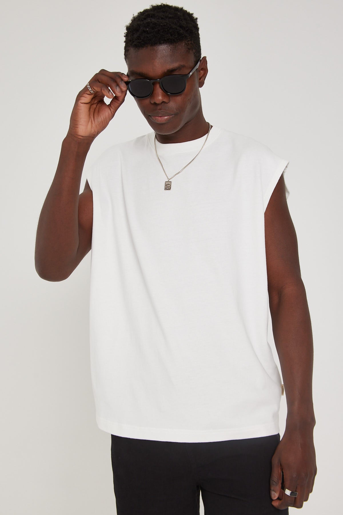 Common Need Brushed Cotton Muscle Tank White