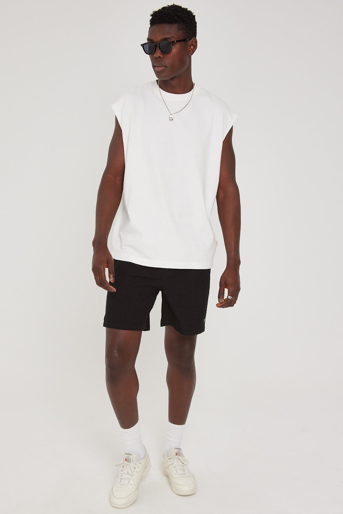 Common Need Brushed Cotton Muscle Tank White