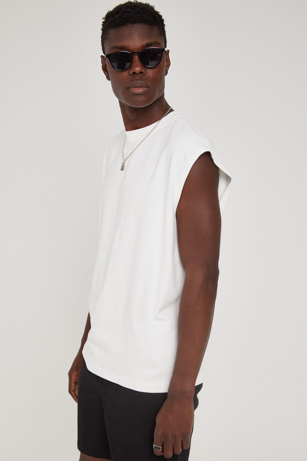 Common Need Brushed Cotton Muscle Tank White