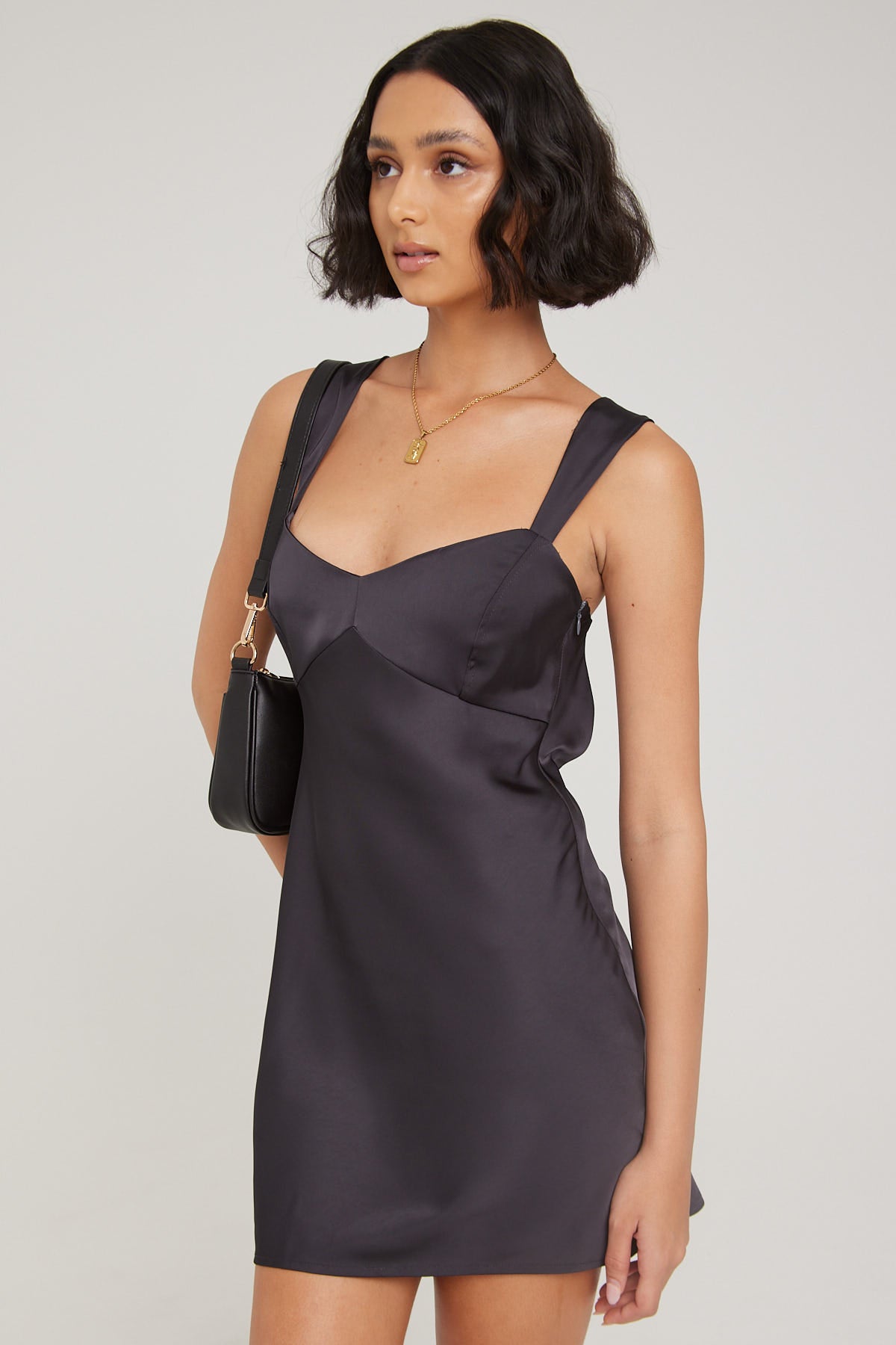 Luck & Trouble Caprice Satin Mini Dress Charcoal – Universal Store