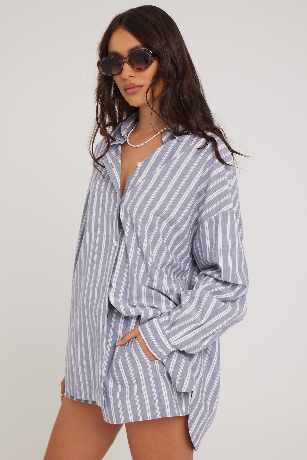 Perfect Stranger Khalo Oversized Stripe Shirt Blue Stripe – Universal Store