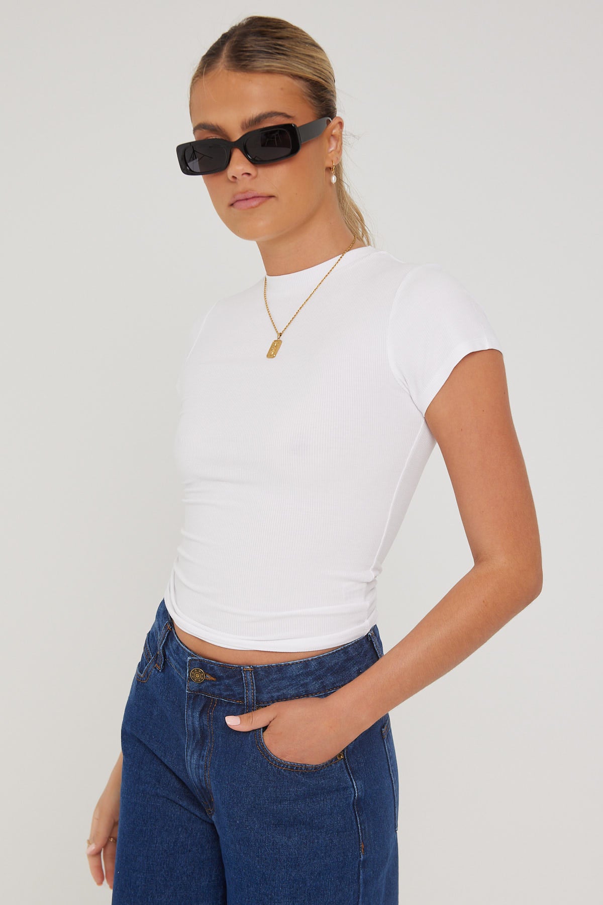 L&T Ribbed Cap Sleeve T-Shirt White – Universal Store