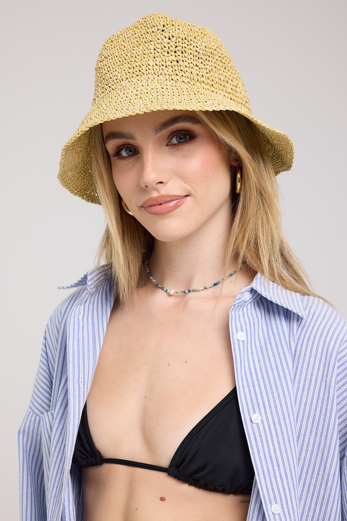 Token Pelosa Raffia Bucket Hat Tan