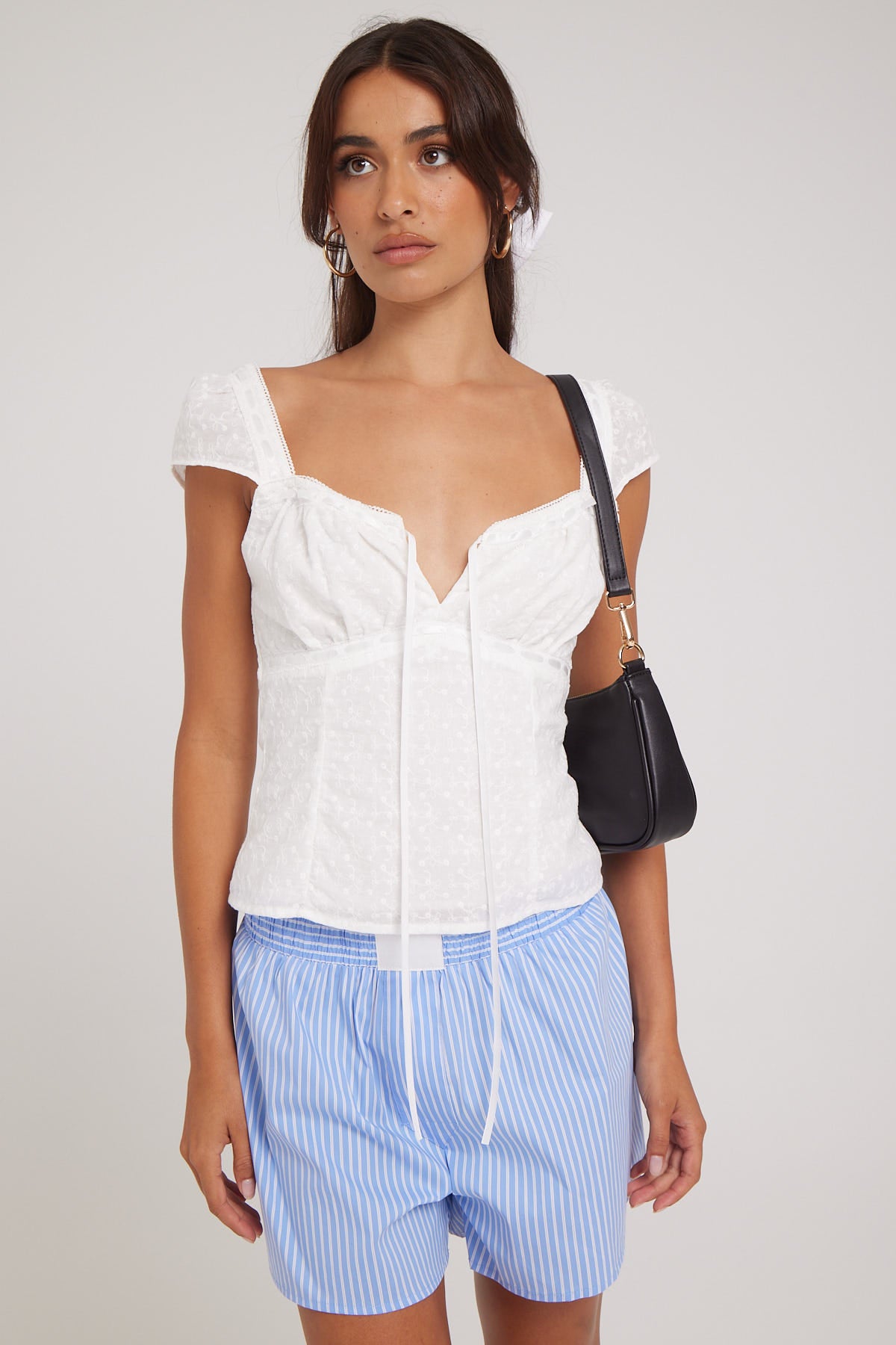 Luck & Trouble Lumina Broderie Cap Sleeve Top White – Universal Store