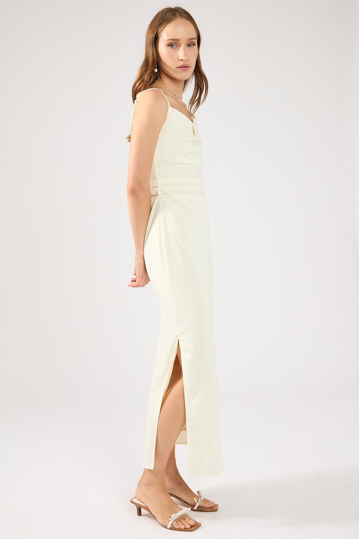 Perfect Stranger Arena Tucked Midi Dress Cream