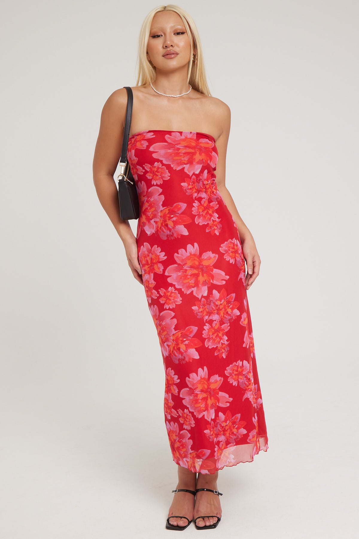 Luck & Trouble Raspberry Fiesta Recycled Maxi Dress Red Print ...