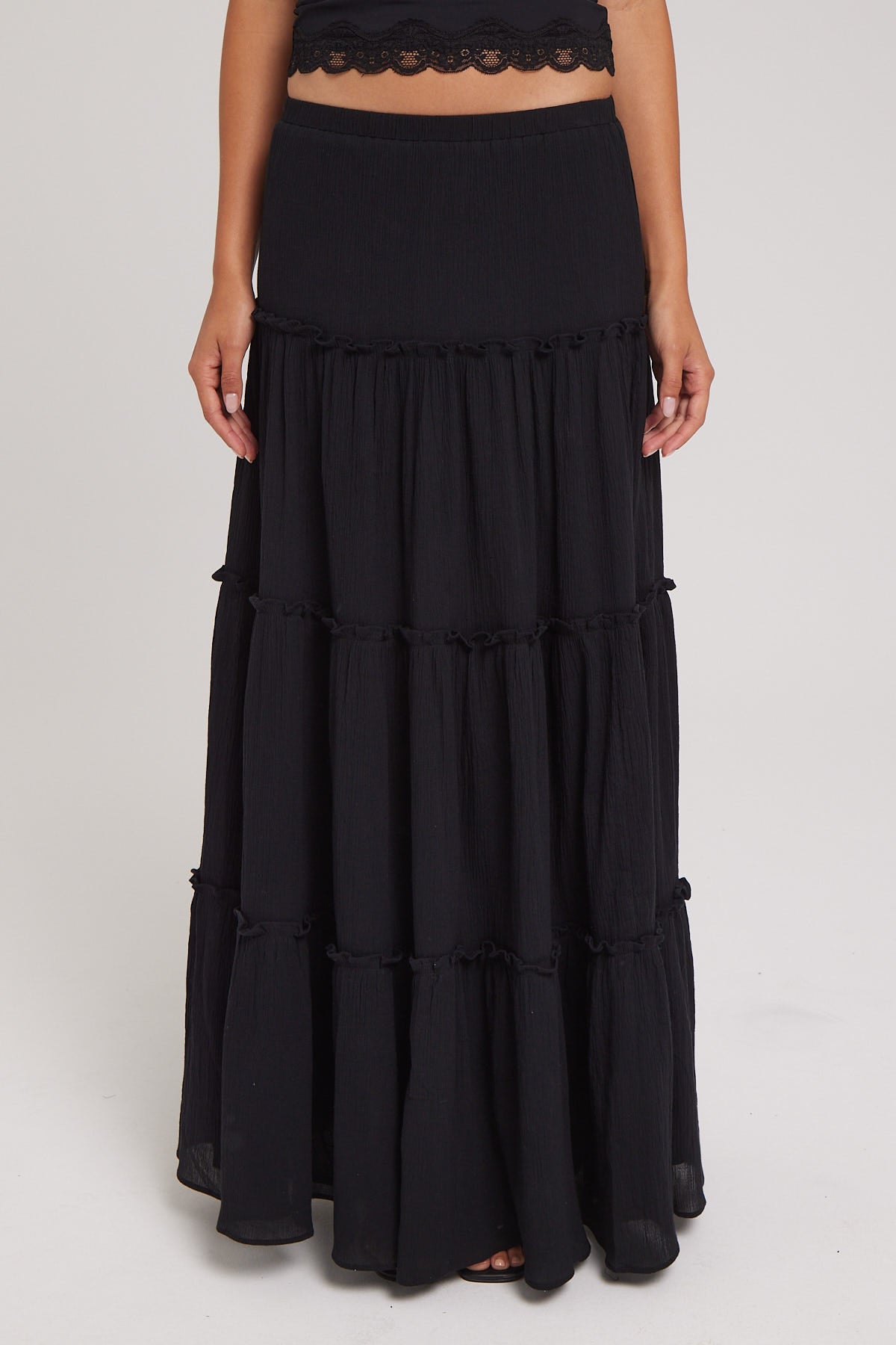 Luck & Trouble Summer Tiered Maxi Skirt Black – Universal Store