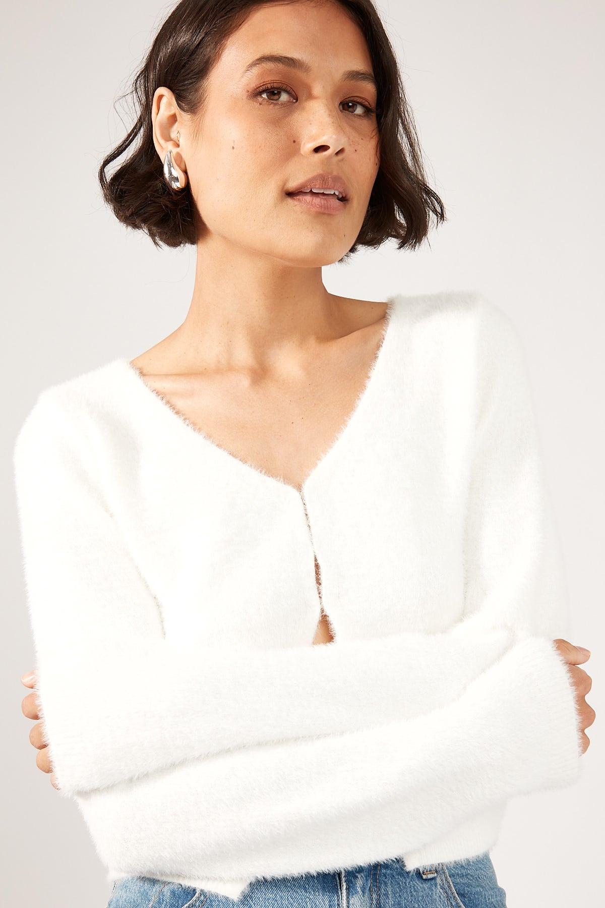 Perfect Stranger Silkie Cardigan White