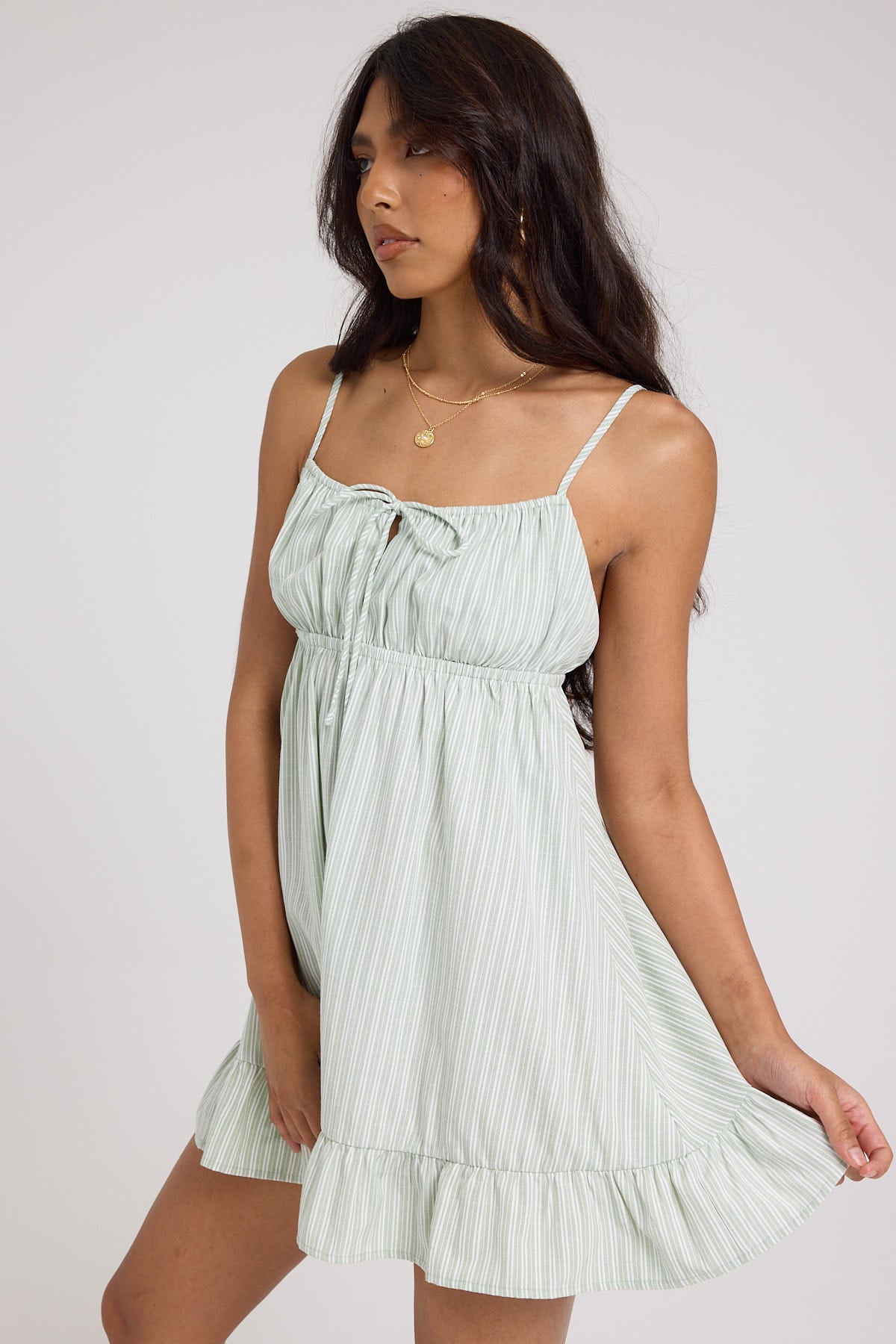 Luck & Trouble Meadow Stripe Mini Dress Green Stripe – Universal Store