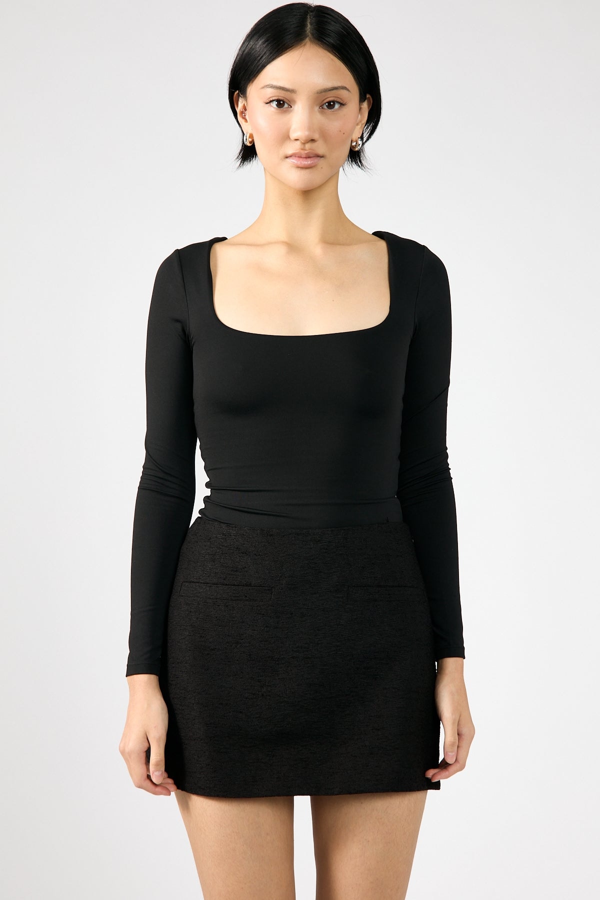 Perfect Stranger Posh Textured Mini Skirt Black