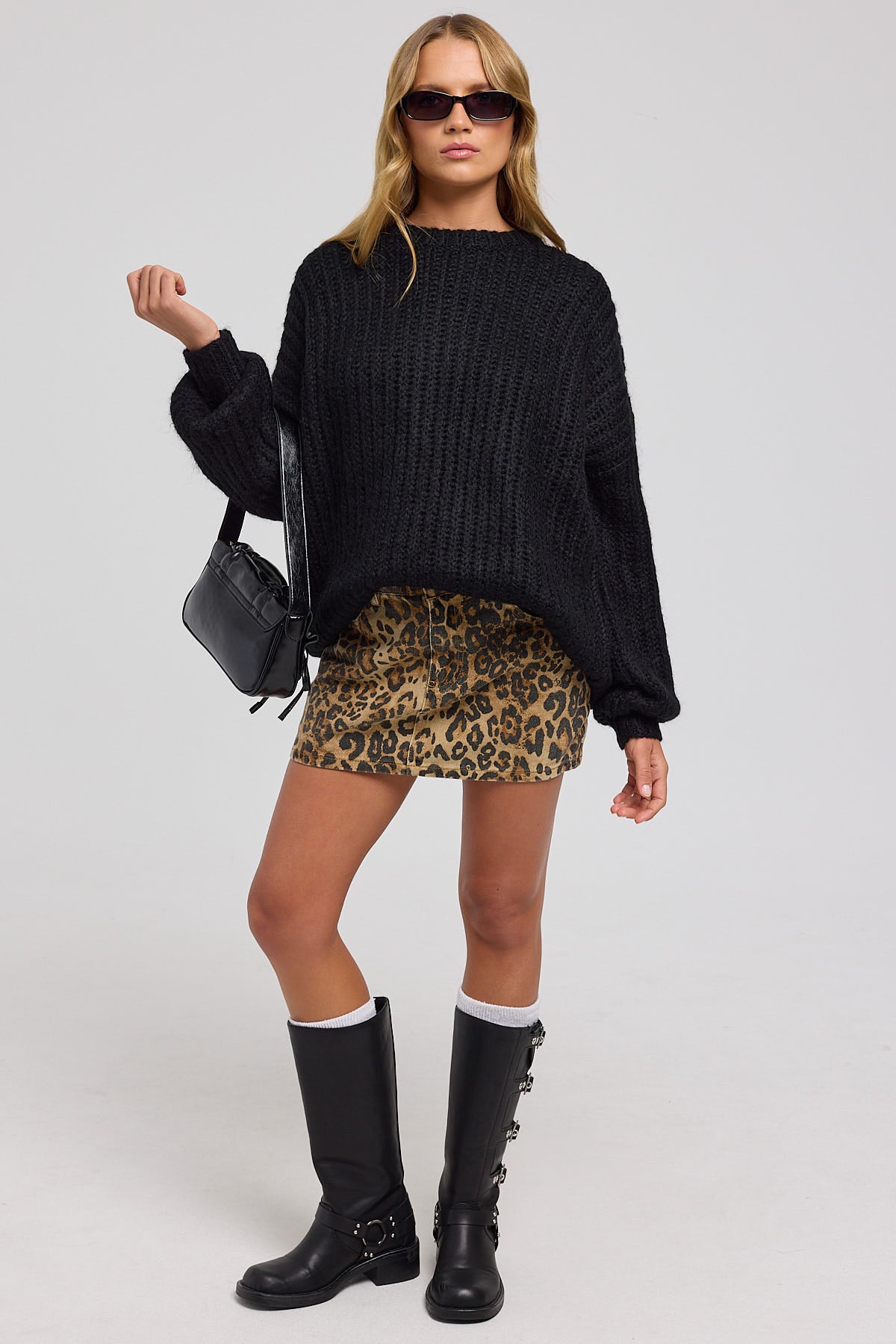 Perfect Stranger Mochi Oversized Fluffy Rib Jumper Black