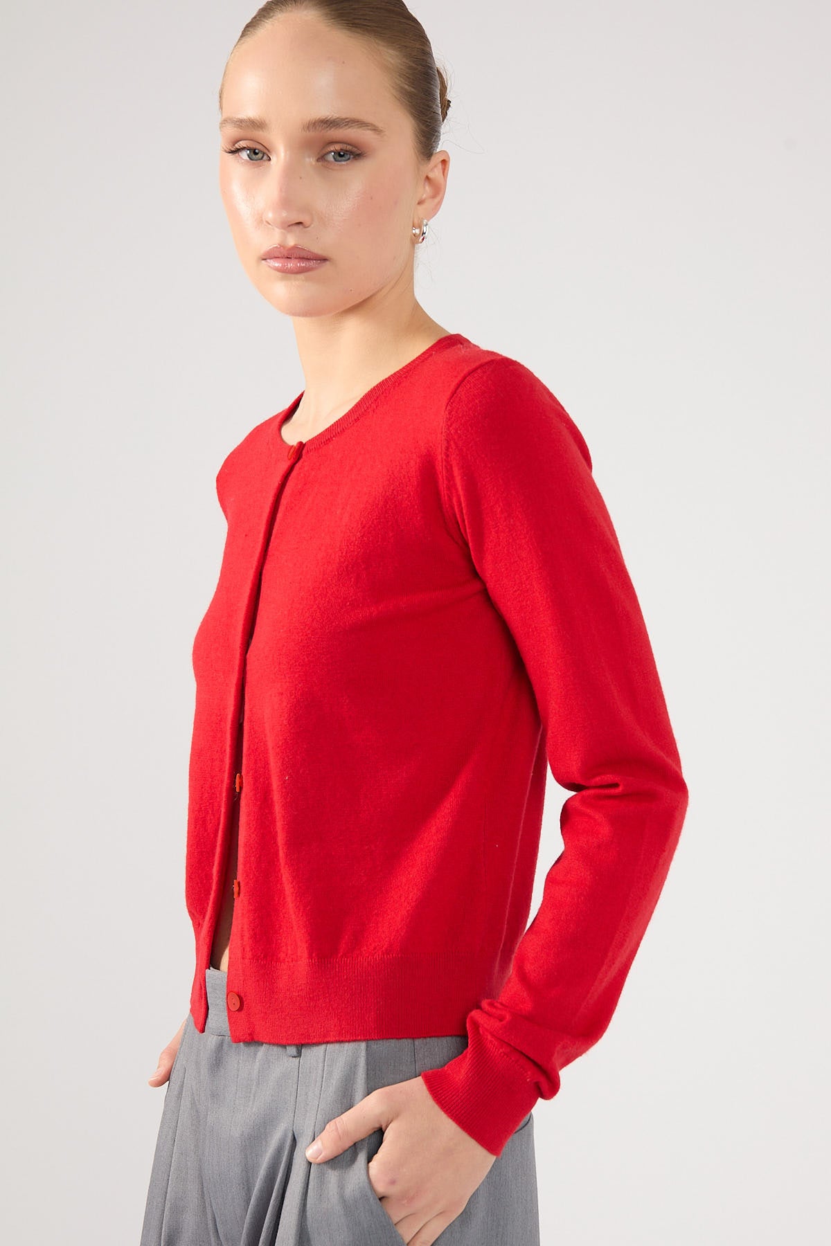 Perfect Stranger Natalie Button Up Cardigan Red