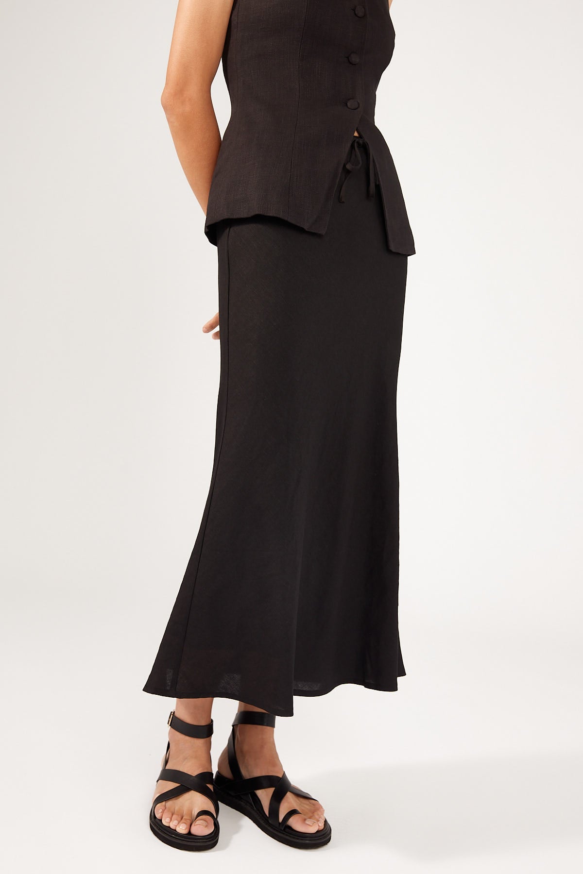 Perfect Stranger Marcella Drawcord Midi Skirt Black