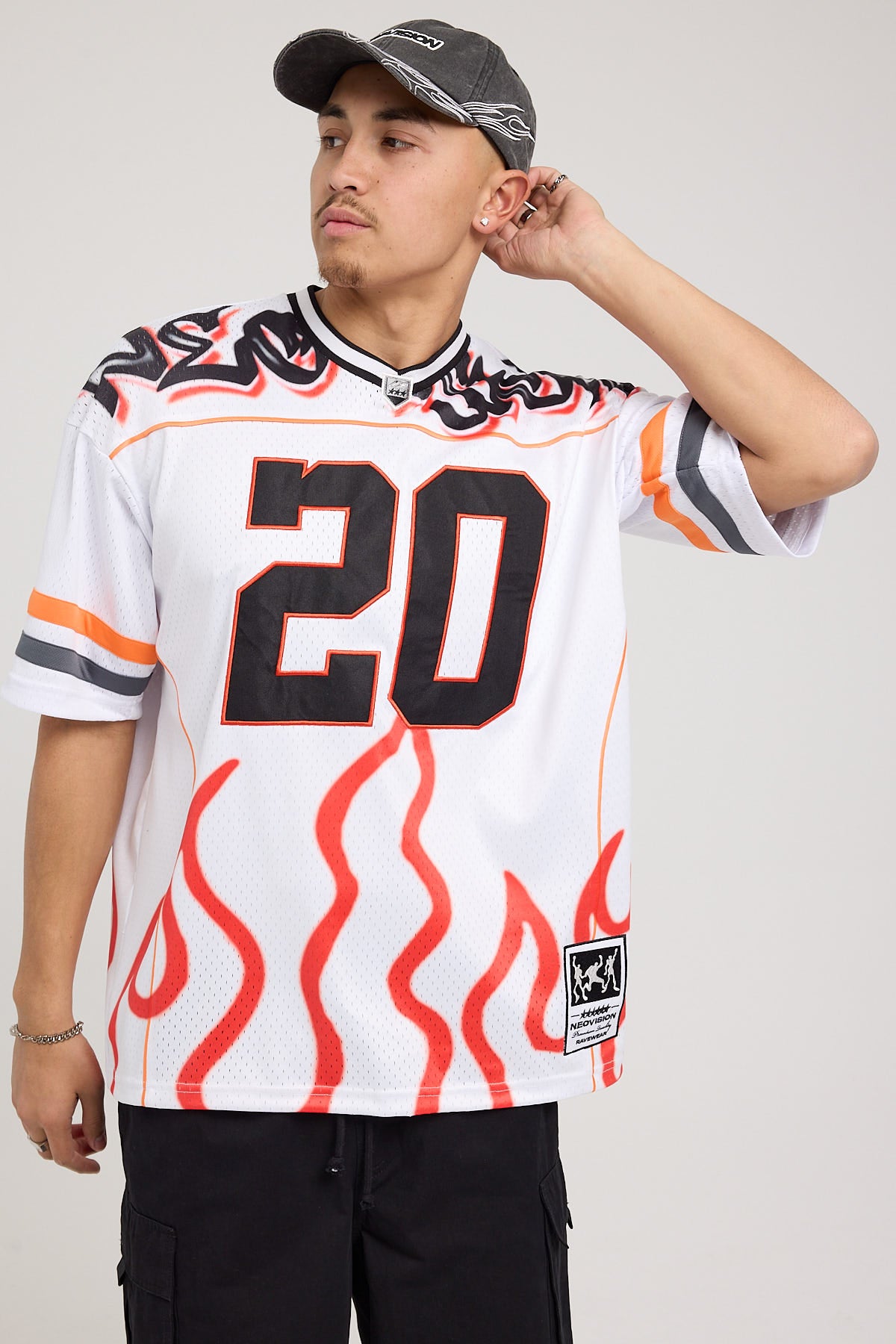 Neovision Kick It V Neck Jersey White/Orange