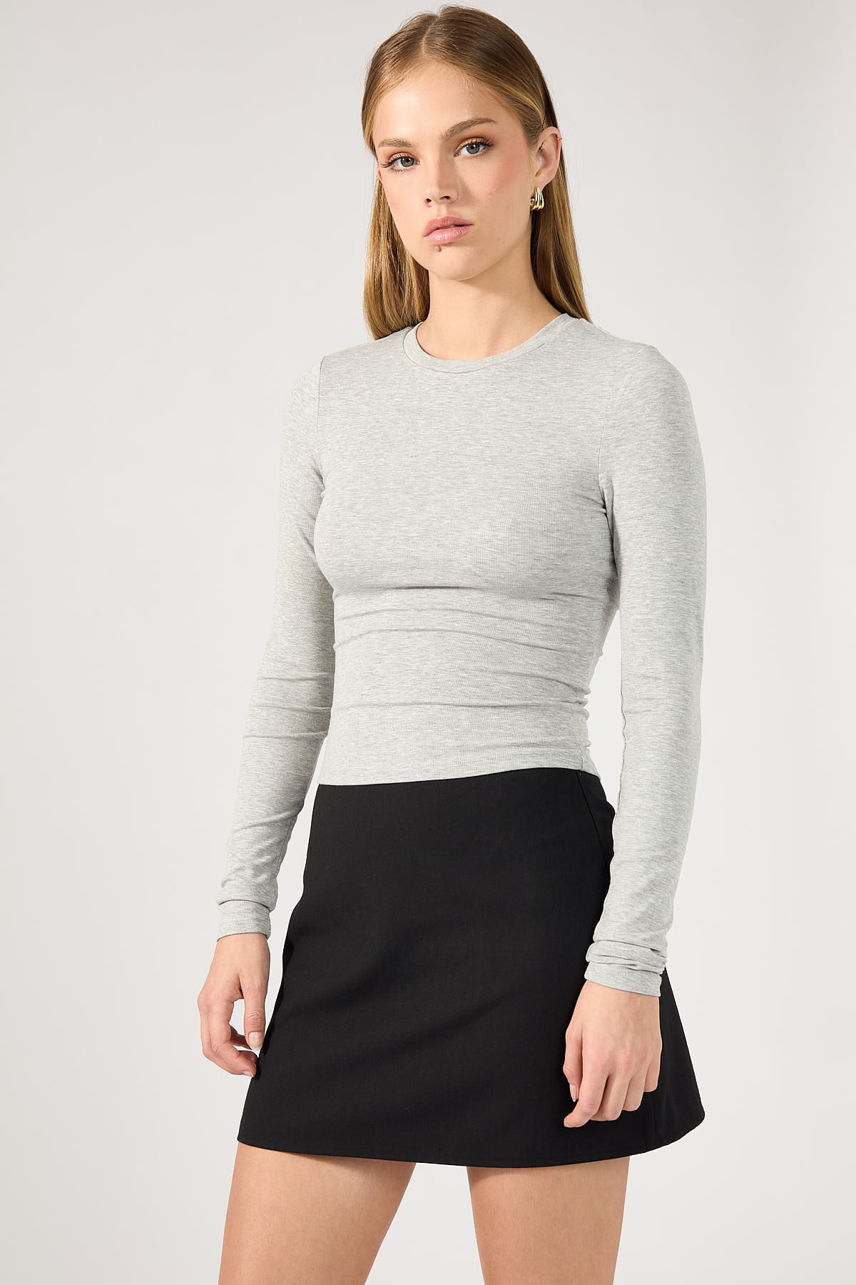 Perfect Stranger Long Sleeve Top Grey Marle