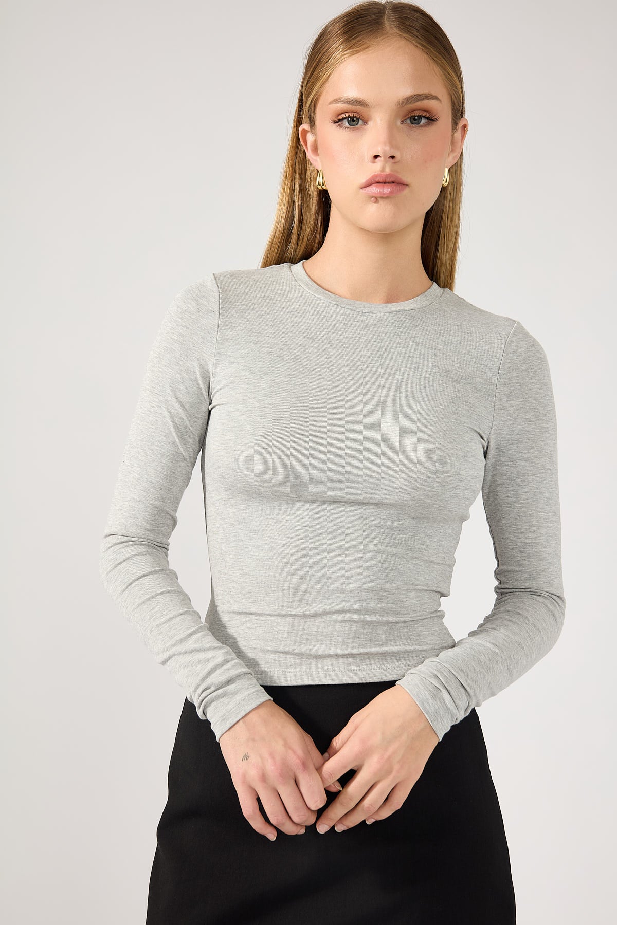 Perfect Stranger Long Sleeve Top Grey Marle