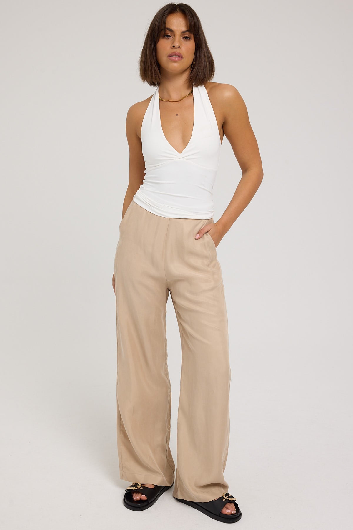 Perfect Stranger Giulia Clean Waist Cupro Pant Nude