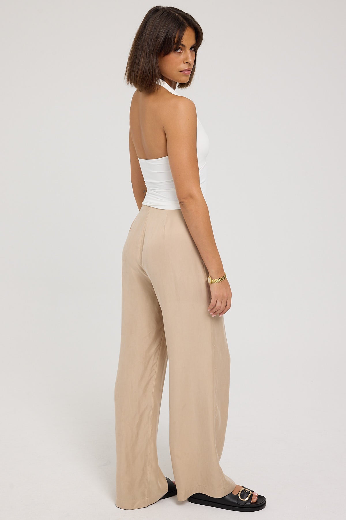 Perfect Stranger Giulia Clean Waist Cupro Pant Nude