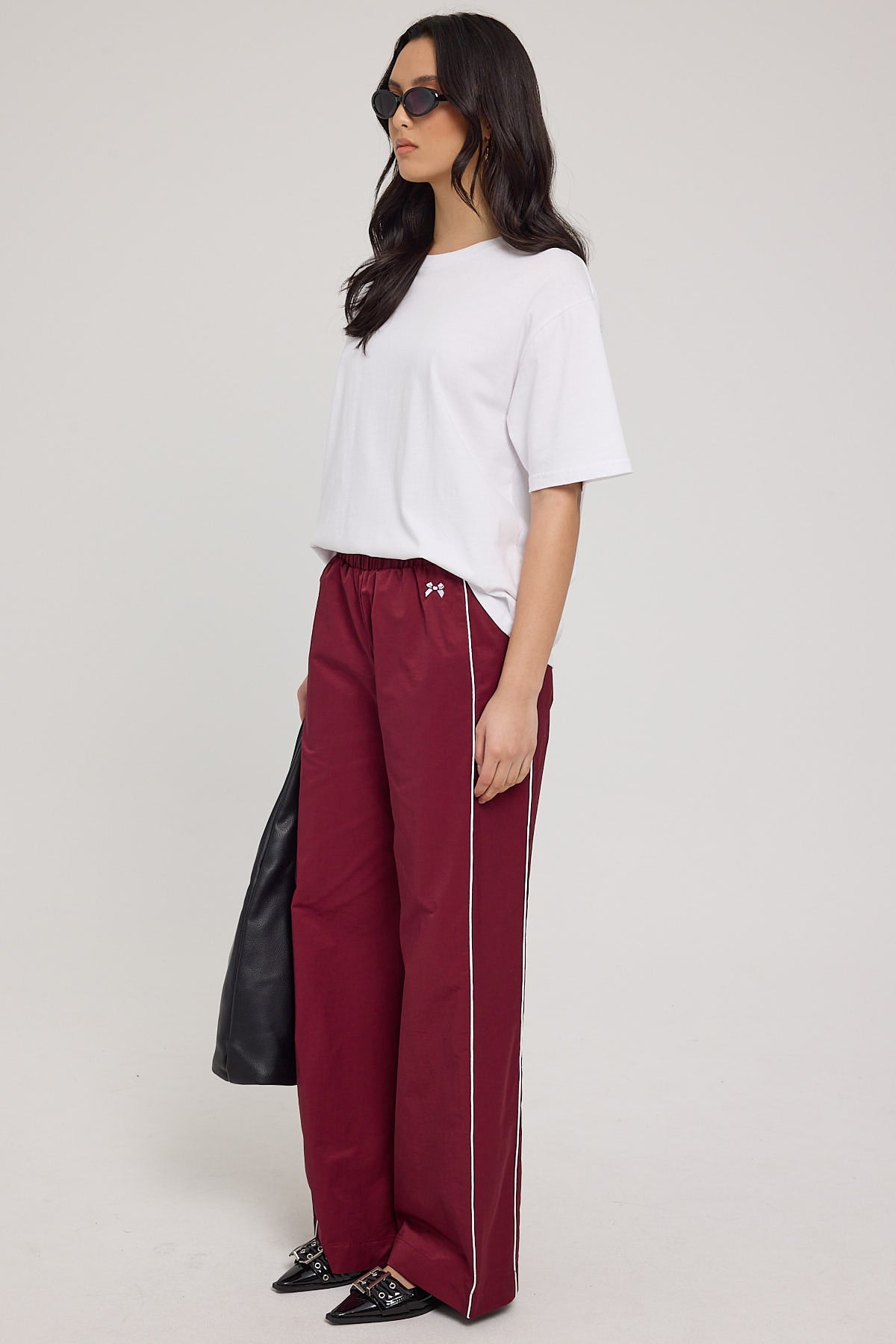 Luck & Trouble Track Star Straight Leg Pants Burgundy