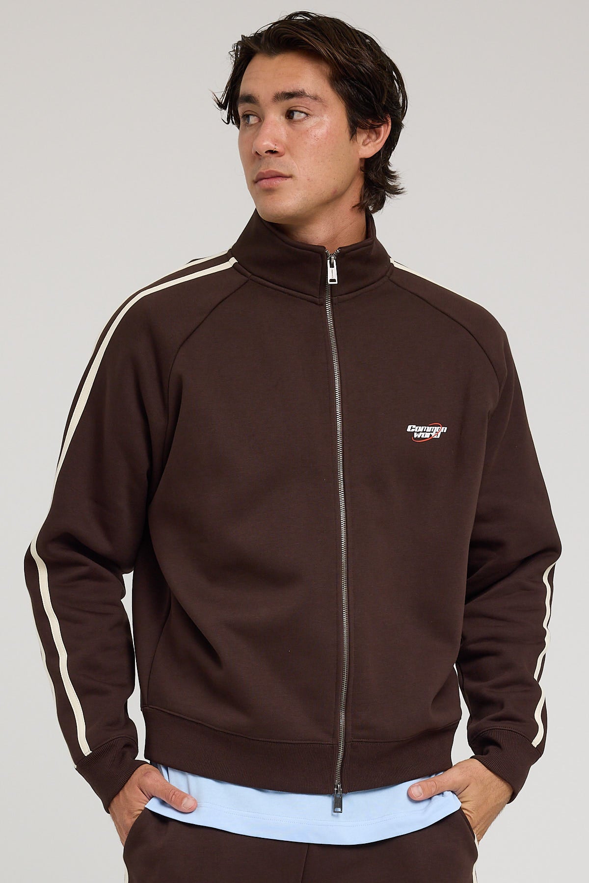 Common Need League Zip Up Sweater Dark Brown