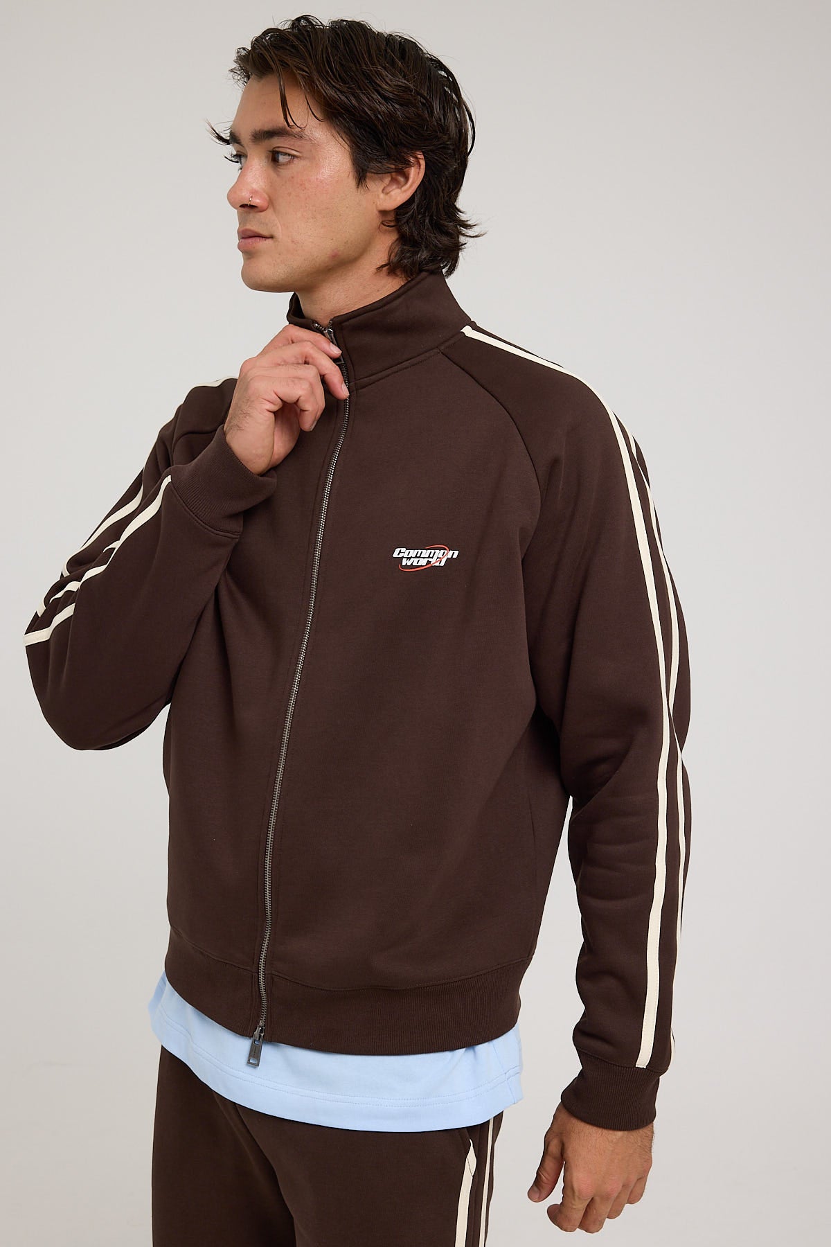 Common Need League Zip Up Sweater Dark Brown