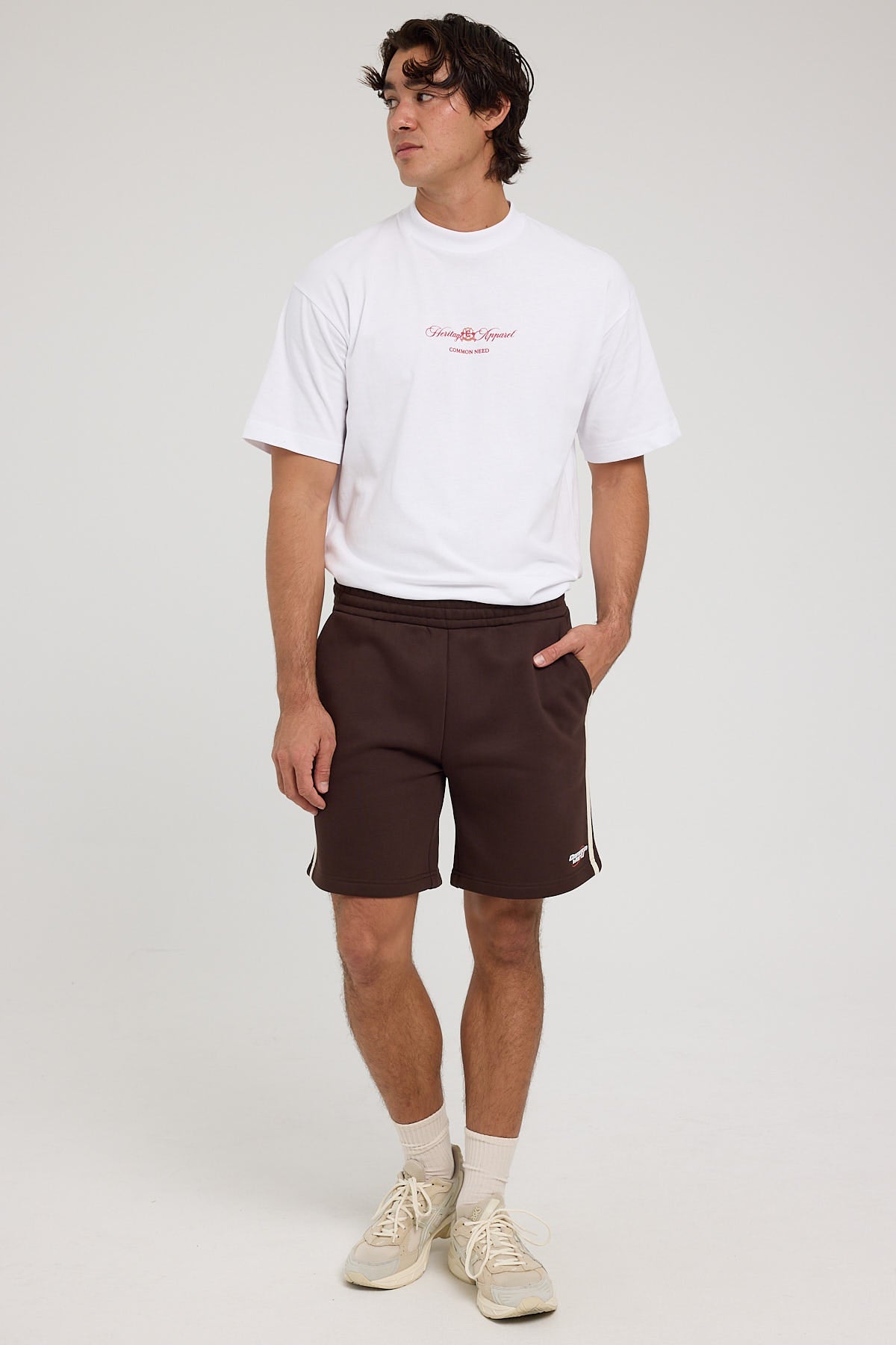 Common Need League Sweat Short Dark Brown