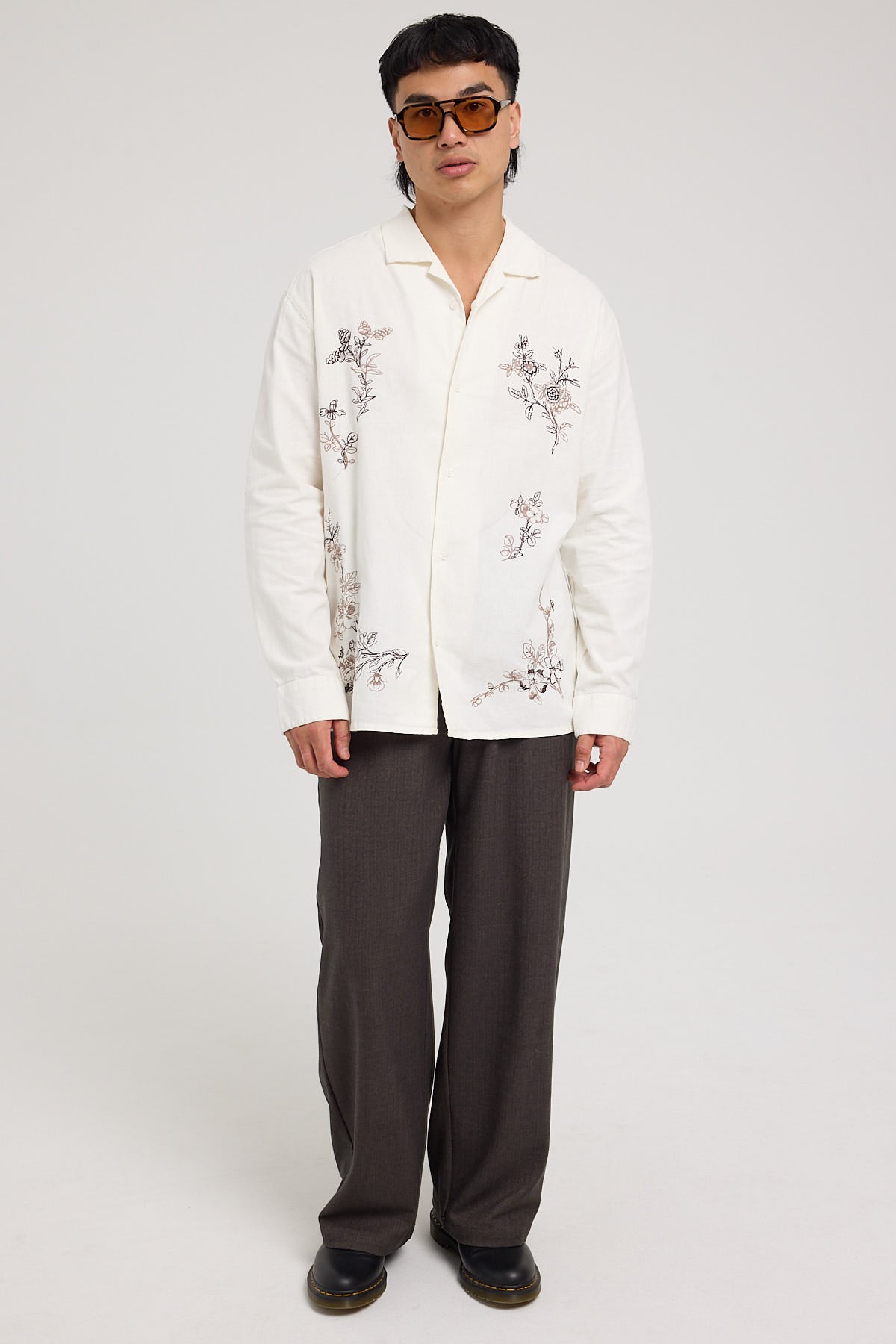 Common Need Paradise Embroidered Long Sleeve Shirt Natural