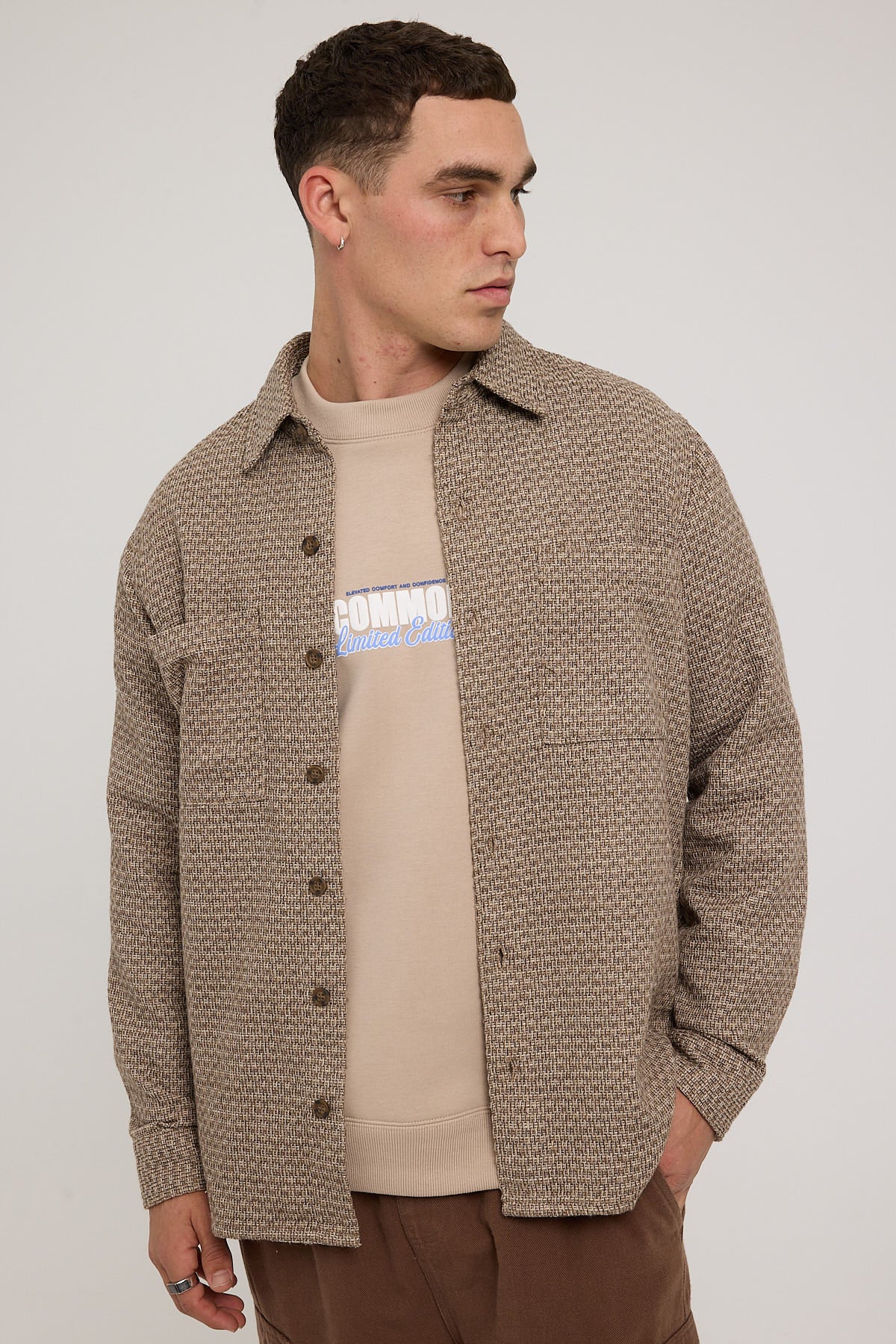 Common Need Soho Textured Overshirt Brown