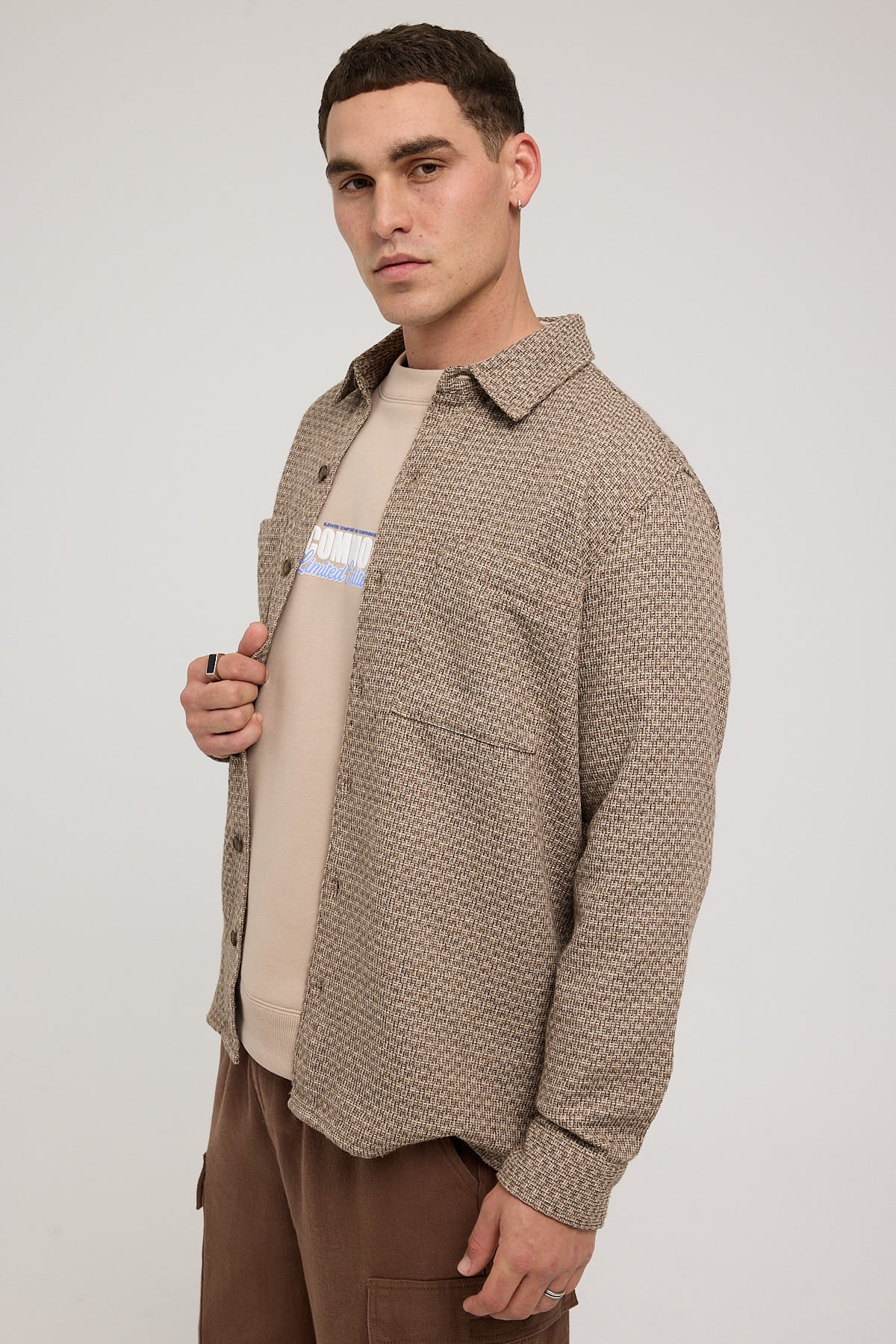 Common Need Soho Textured Overshirt Brown