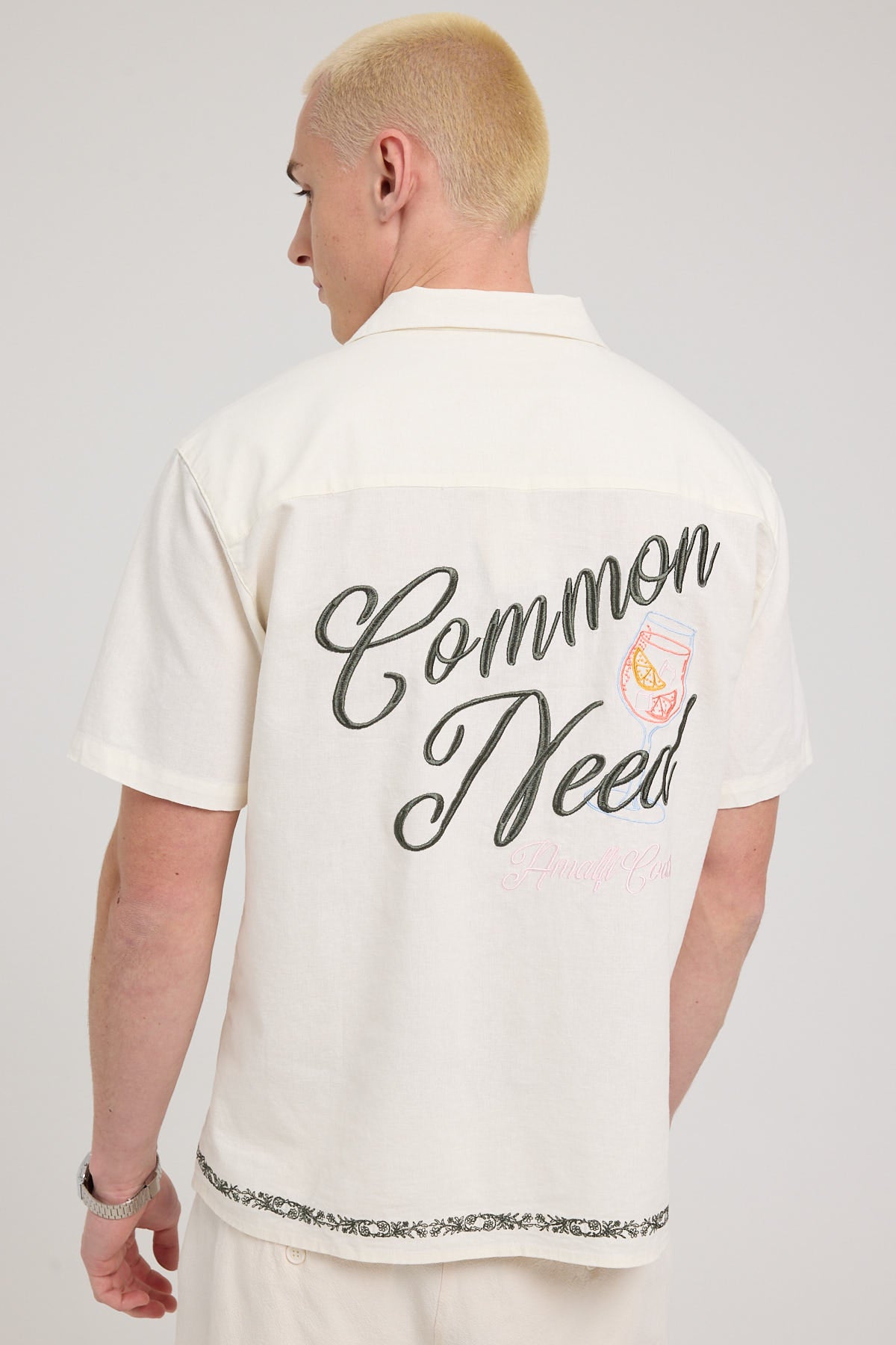 Common Need Amalfi Embroidered Resort Shirt Ecru