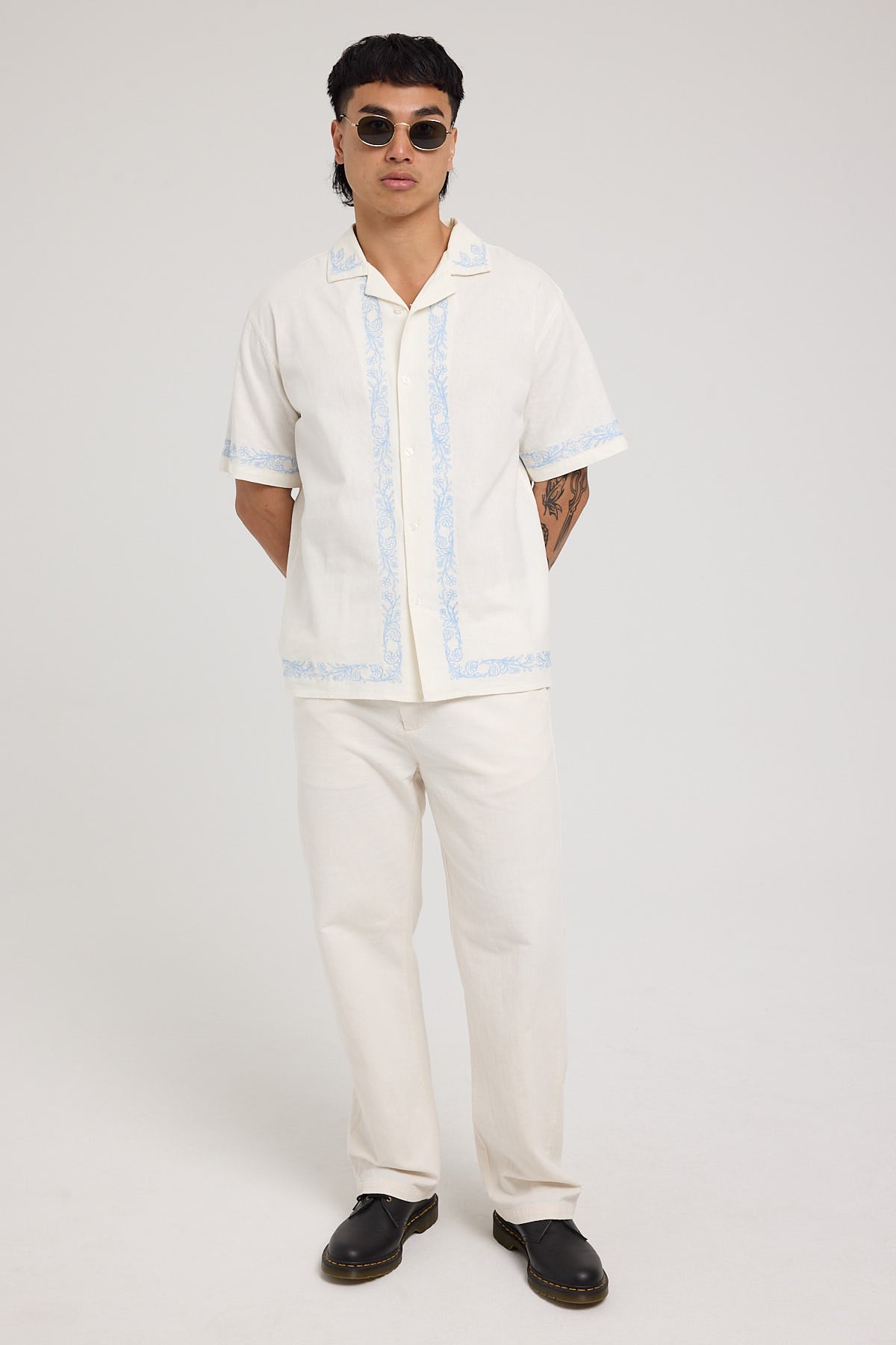 Common Need Monaco Border Resort Shirt Cream