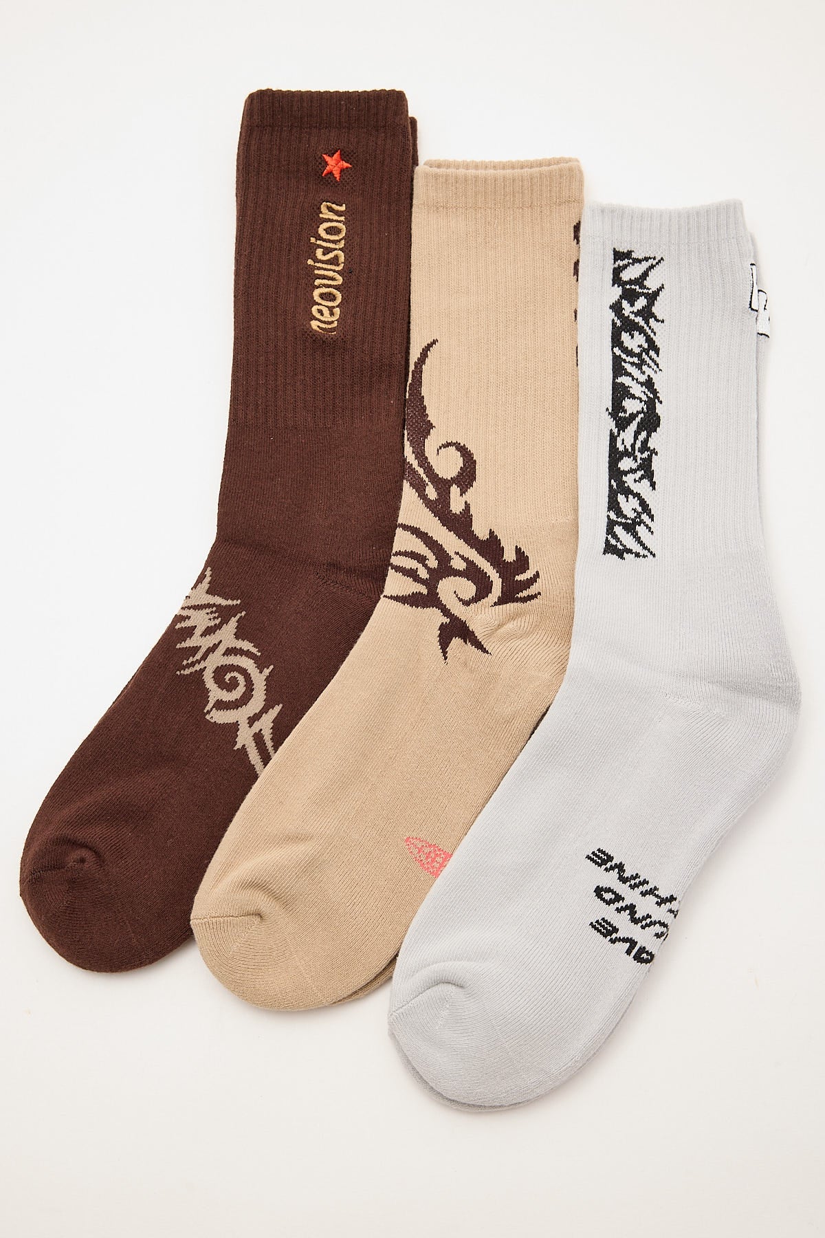 Neovision Odyssey Sock 3 Pack Brown/Taupe/Grey