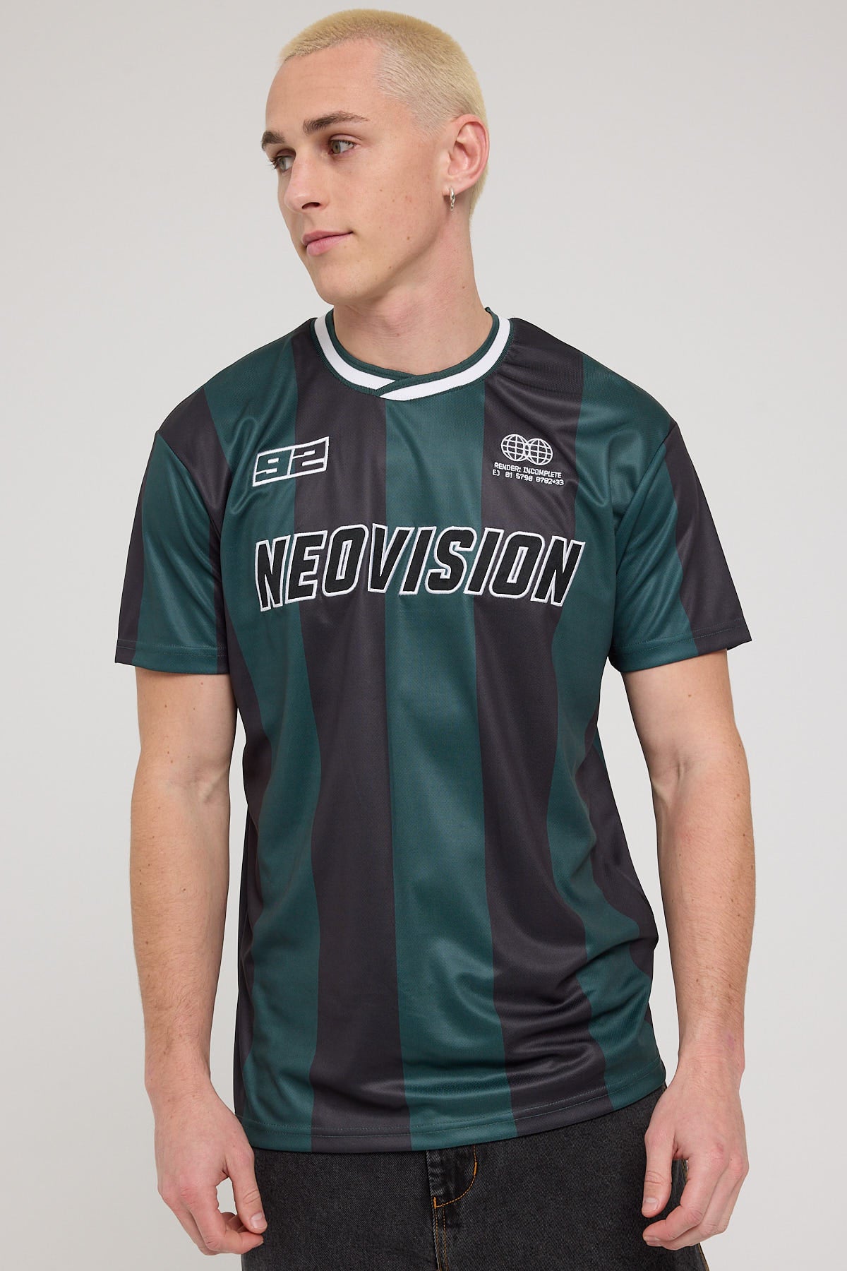 Neovision Penalty Soccer Jersey Black/Green Stripe